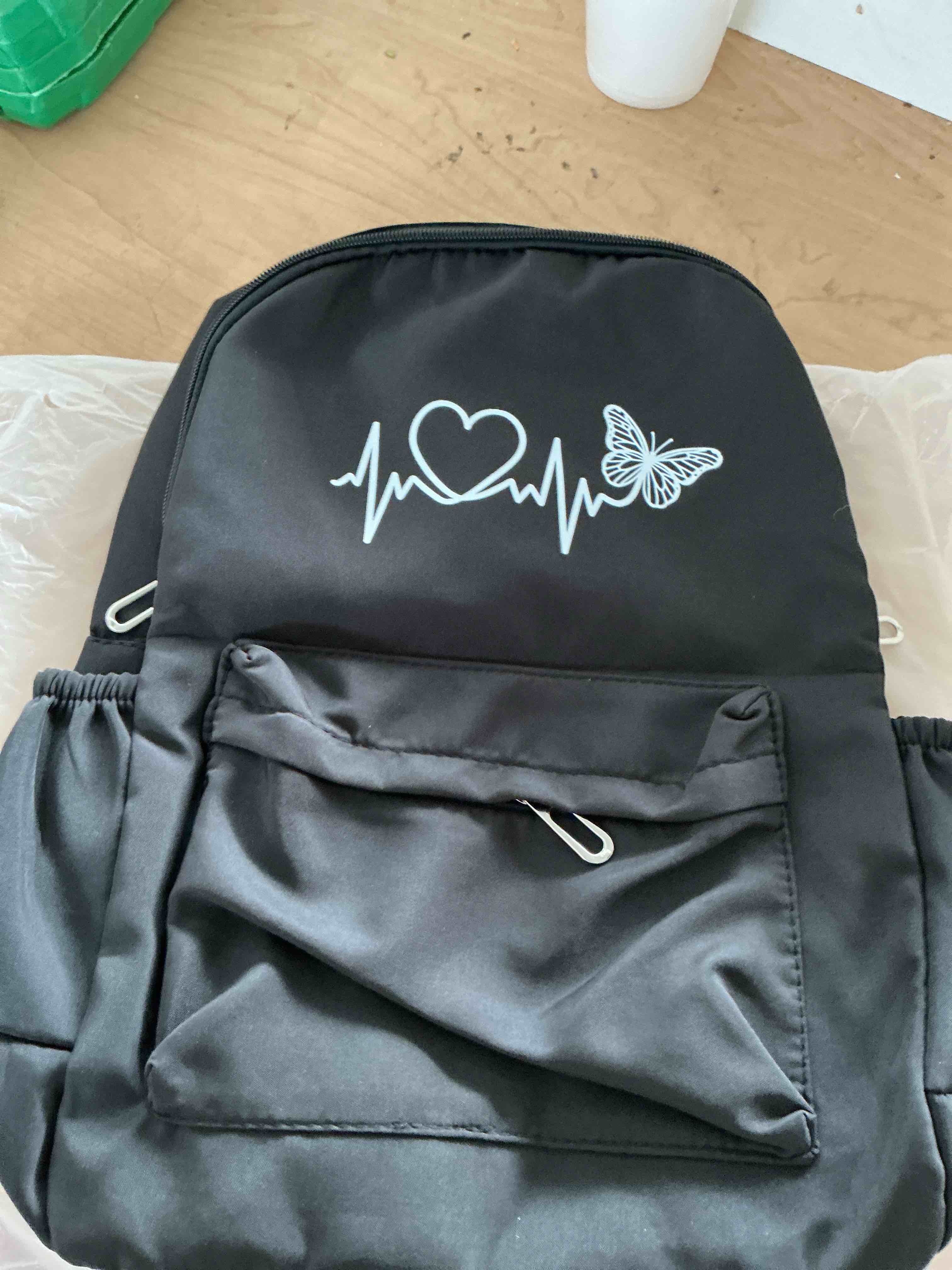 Condition photo showing New/Like New for supdreamc love heart nurse heartbeat black and white rucksack polyester anti-theft multipurpose carry on bag large capacity travel and sport backpack rucksack with smooth zippers
