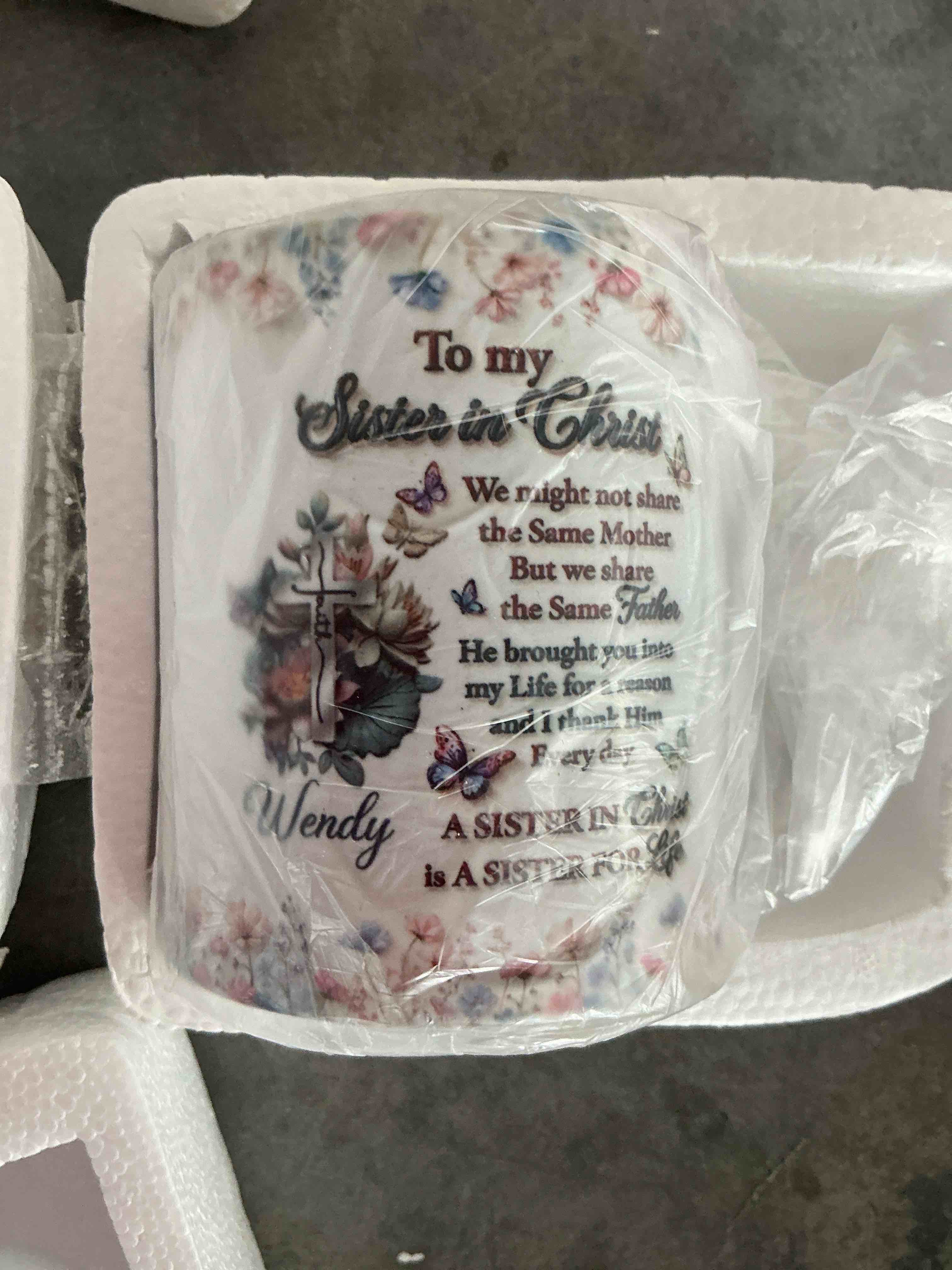 Condition photo showing New/Like New for joymade ceramic coffee mug - to my sister in wendy 