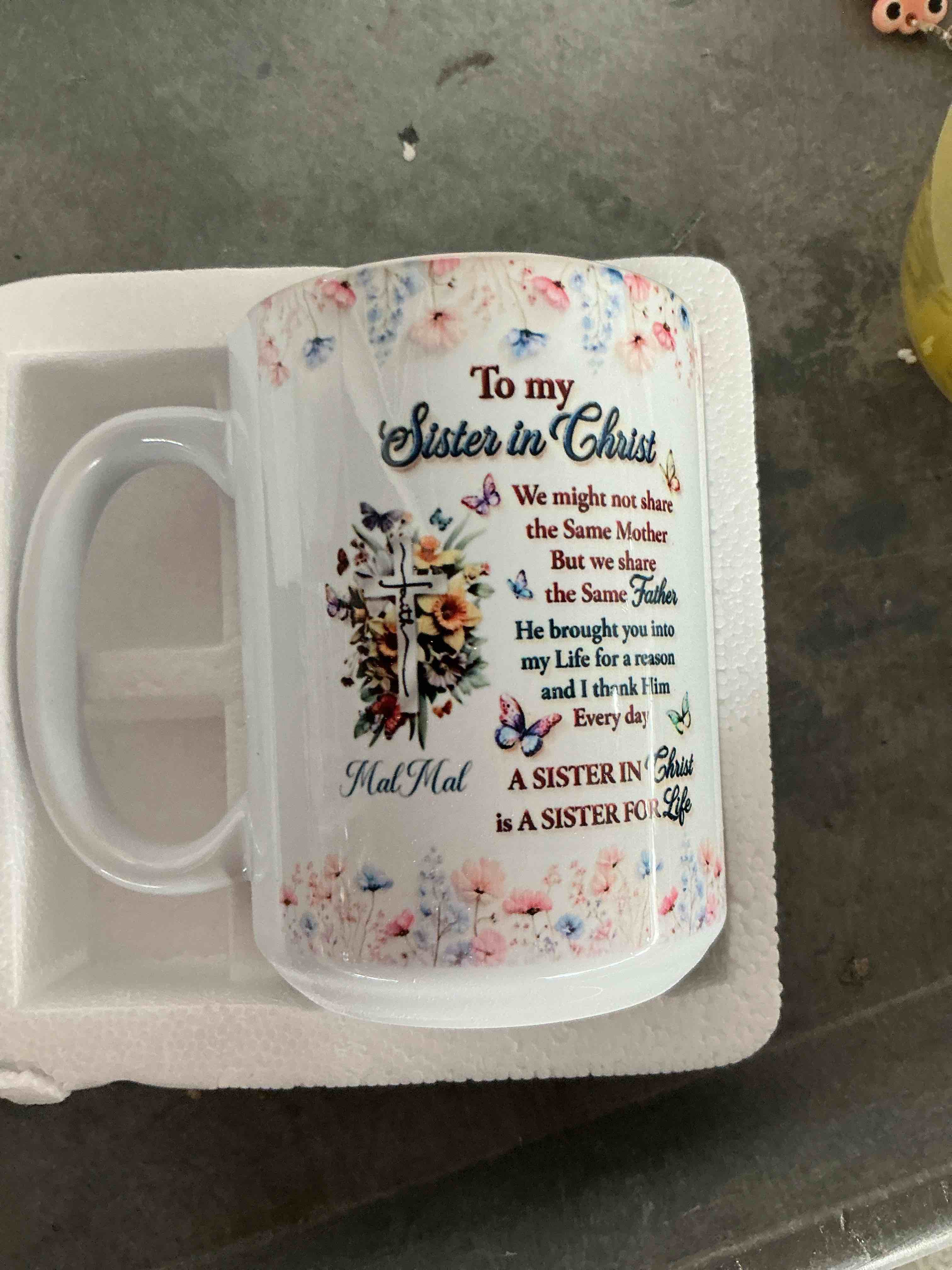 Condition photo showing New/Like New for joymade ceramic coffee mug - to my sister in  mal mal