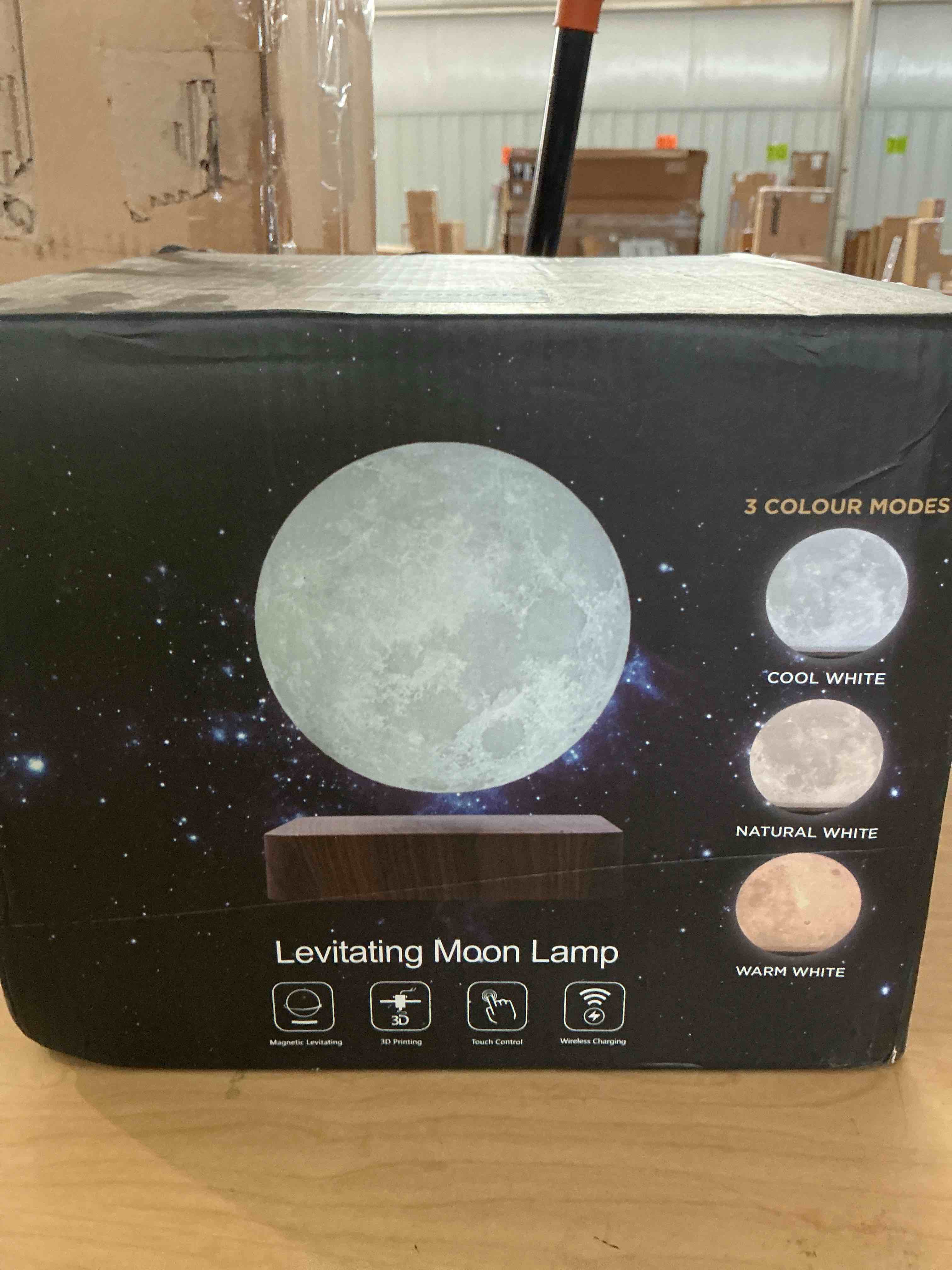 Condition photo showing New/Like New for levitating moon lamp, gift, led table lamp, levitate & rotate in air, night light, touch control, adjustable brightness, gift for girlfriend, mom, birthday, anniversary.