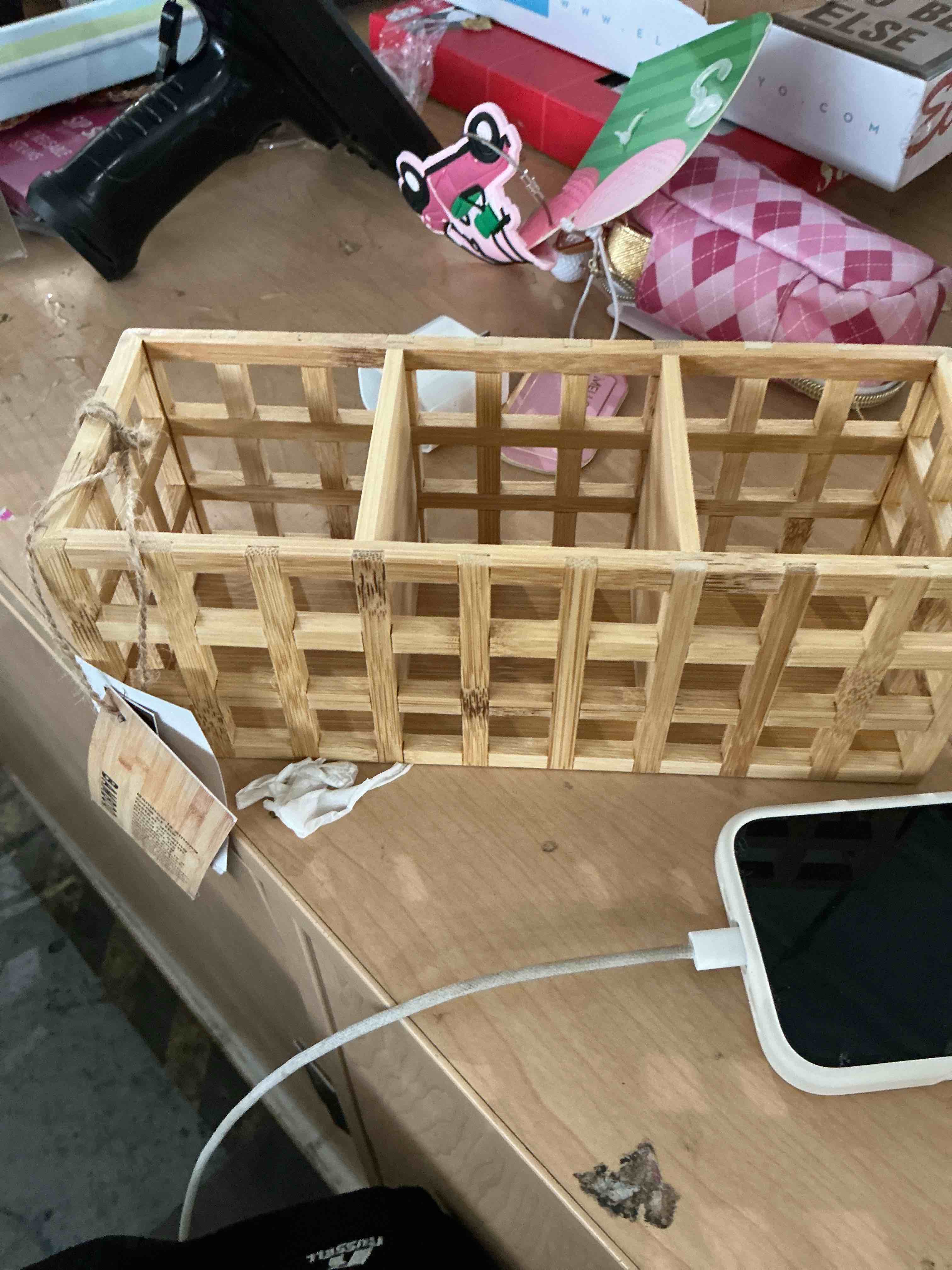 Condition photo showing New/Like New for moosky wicker storage baskets with handle water hyacinth basket for organizing decorative storage bins for countertop toilet tank boho rectangular home organizer (natural, 14.5" x 5.5" x 4.1")