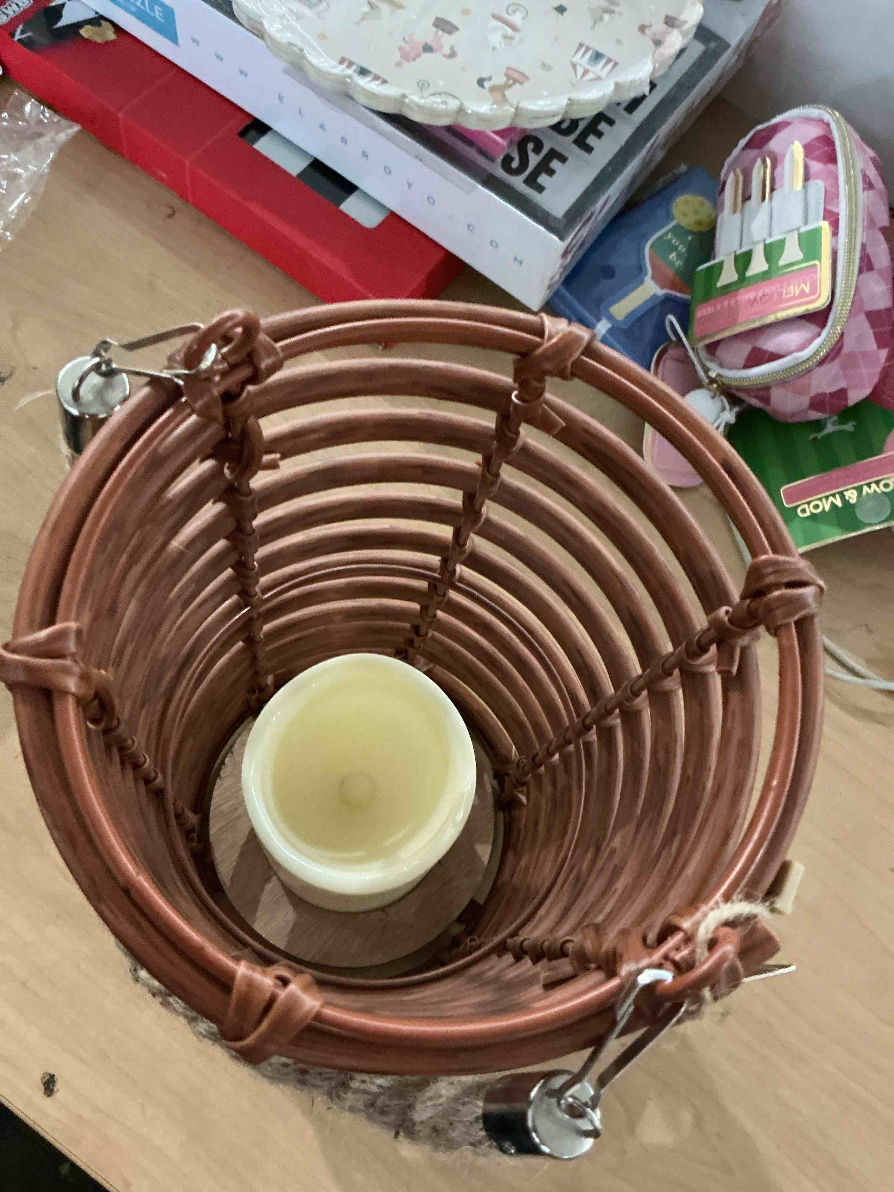 Condition photo showing New/Like New for bombay home accent rattan lantern with led candle