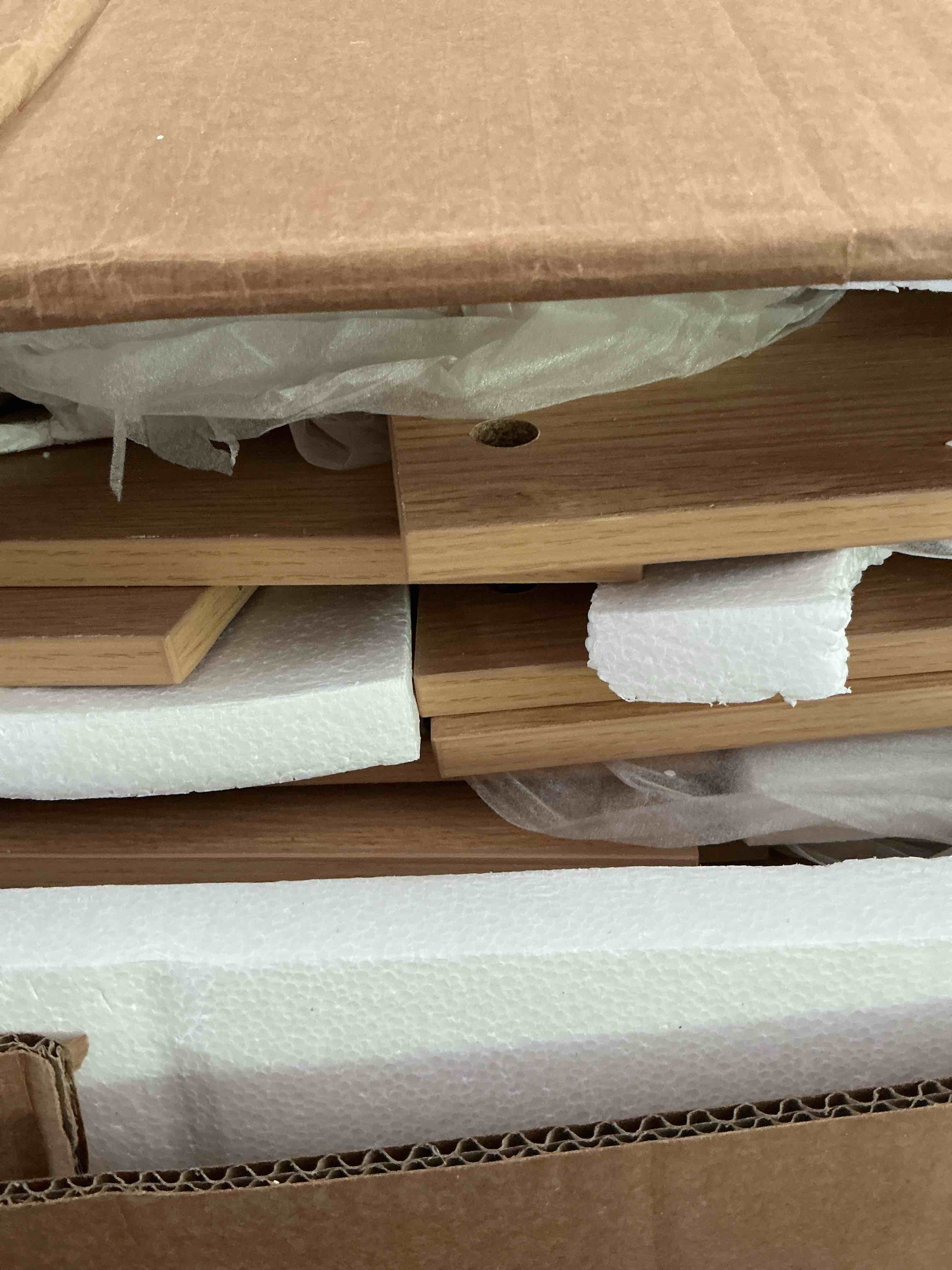 Condition photo showing New/Like New for fluted dresser with 6 drawers, 54" wide chest of drawers with metal handle, modern storage dressers organizer for living room, hallway, bedroom natural oak