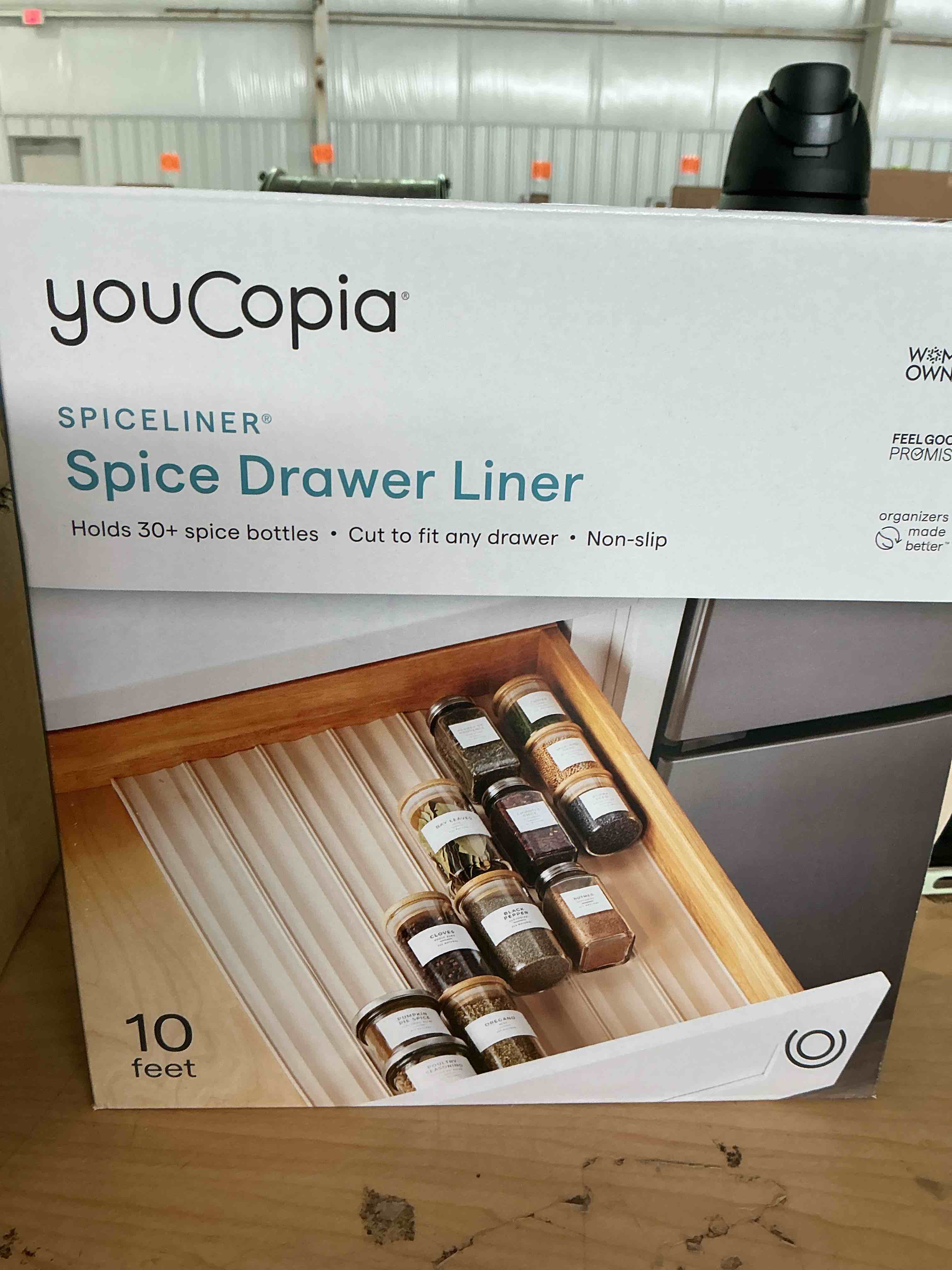 Condition photo showing Brand New for youcopia spiceliner adjustable spice drawer liner, 10ft roll, sandstone, seasoning and spices bottle organizer insert