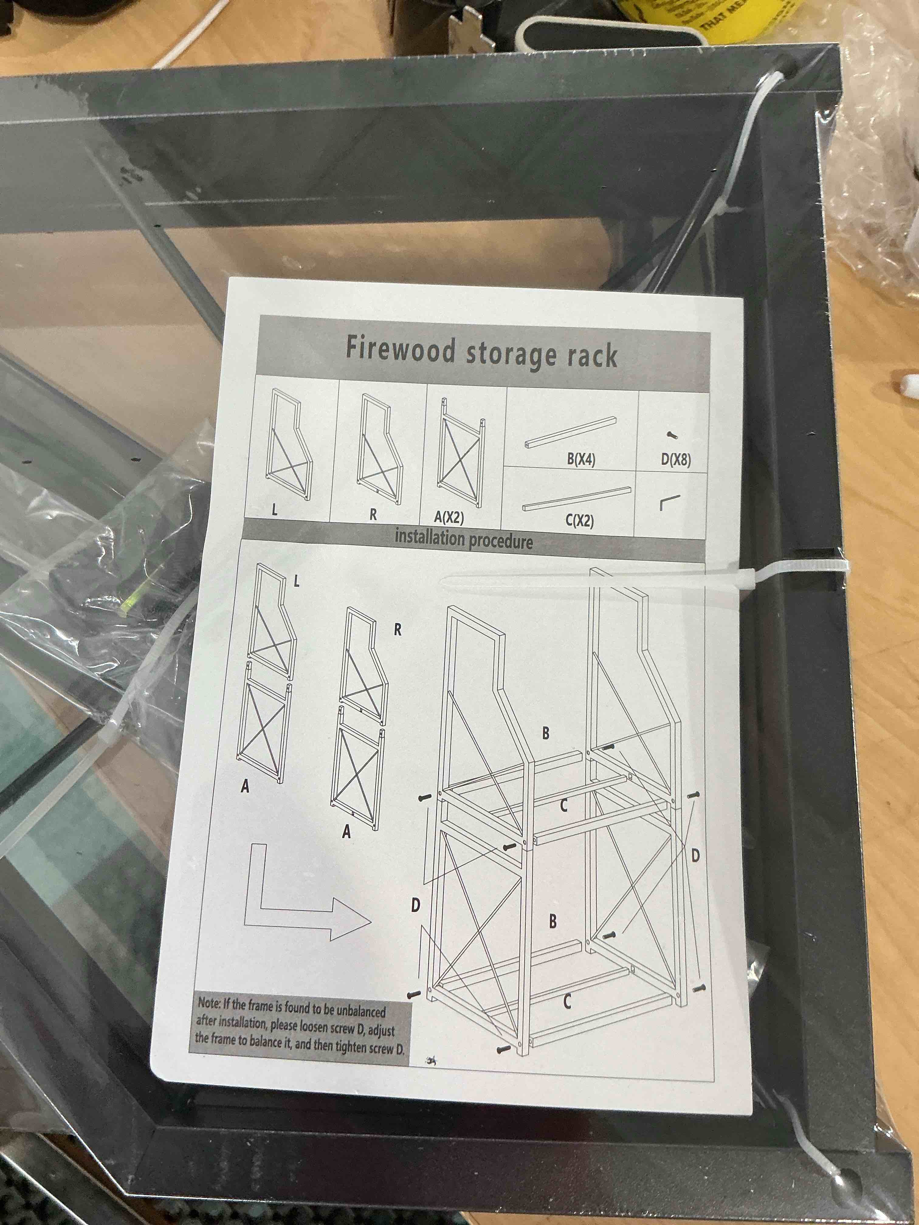 Condition photo showing Brand New for nananardoso curved firewood rackpowder-coated metal fireplace log holder for firewood storage?ideal for indoor and outdoor fireplaces wood storage?black 33 in matte black