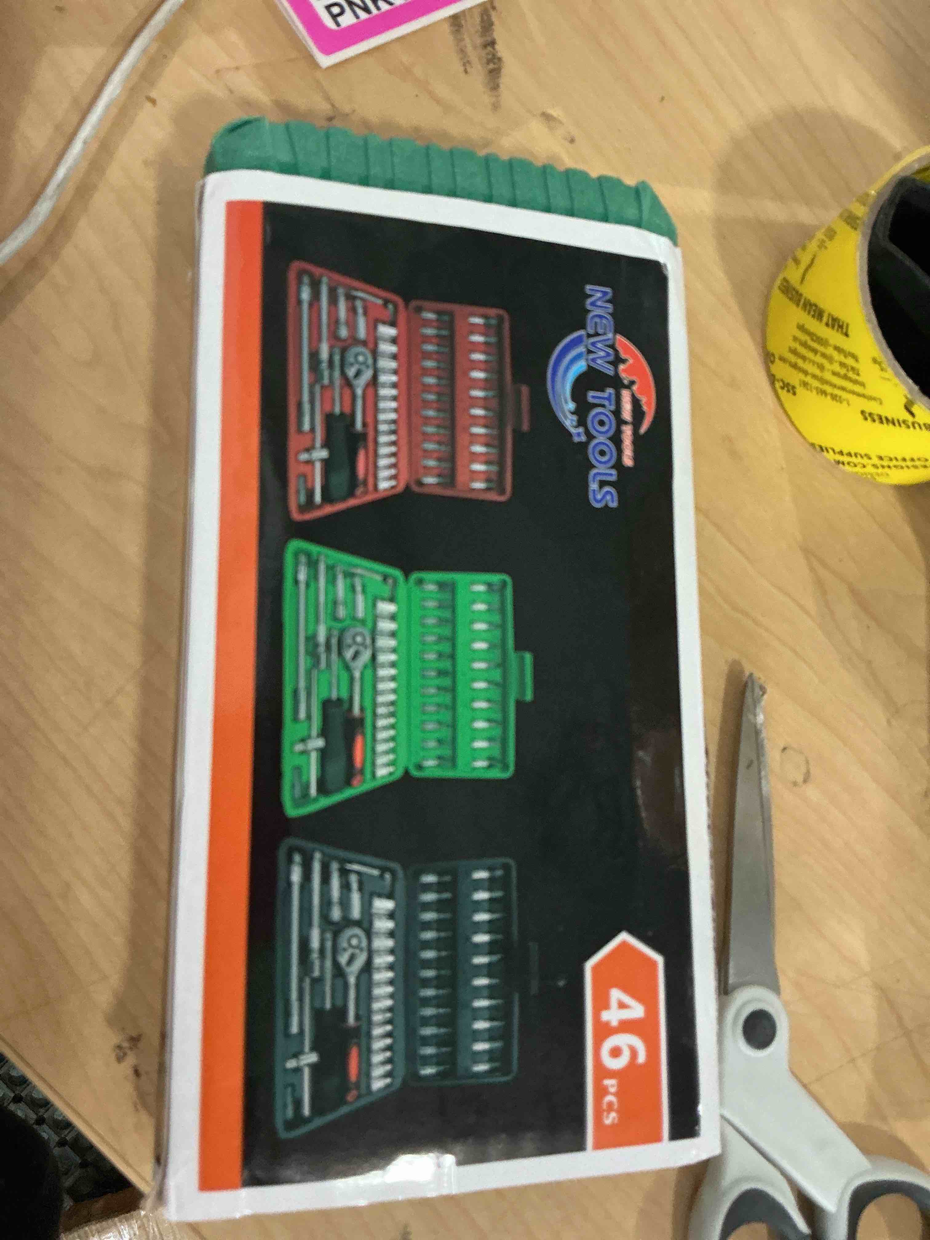 Condition photo showing New/Like New for tilibote socket wrench set, 53pcs 1/4 inch ratcheting wrench set and extension bar gimbal slide bar extension sockets, set for automotive repair and home use.