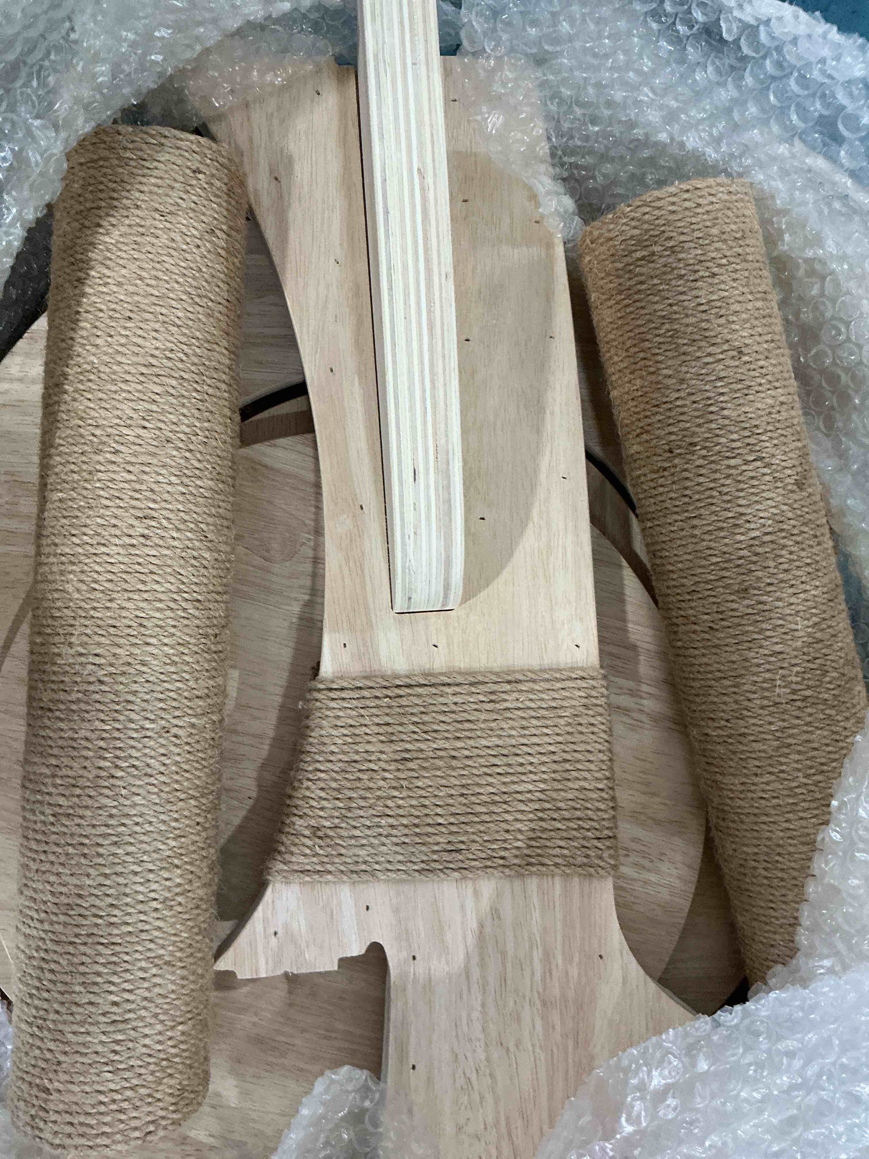 Condition photo showing New/Like New for aesthetic flower cat tree tower with scratching post for indoor cats, 37" h modern cat tree with wood sculpted branch, flower cat beds, mushroom scratcher & interactive squeaky toy, white flower pillows not included