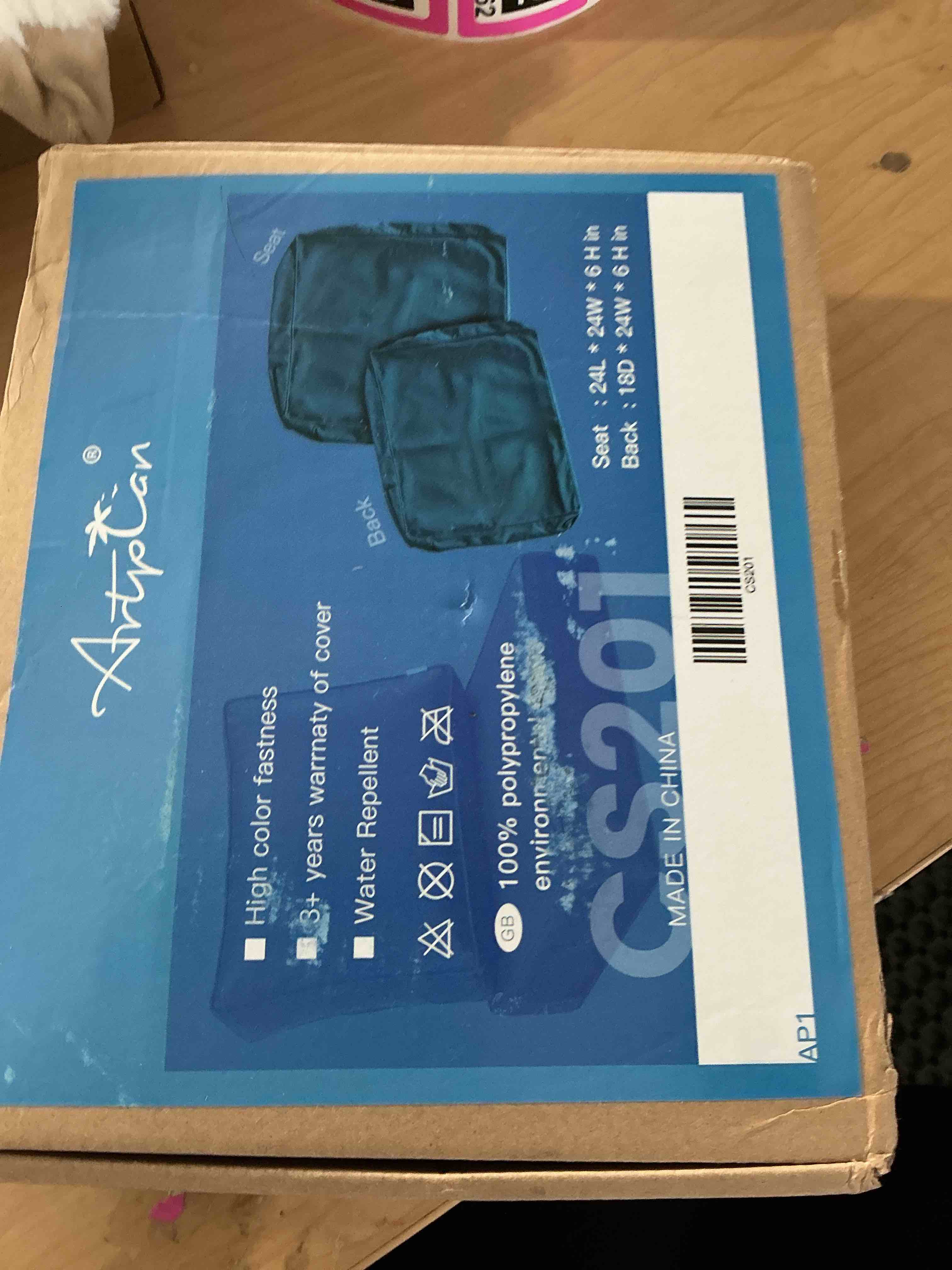 Condition photo showing New/Like New for artplan outdoor deep seat slipcovers,patio seat back covers only 24x24x6 18x24 olefin,square outdoor cushion cover, for patio funiture,navy blue