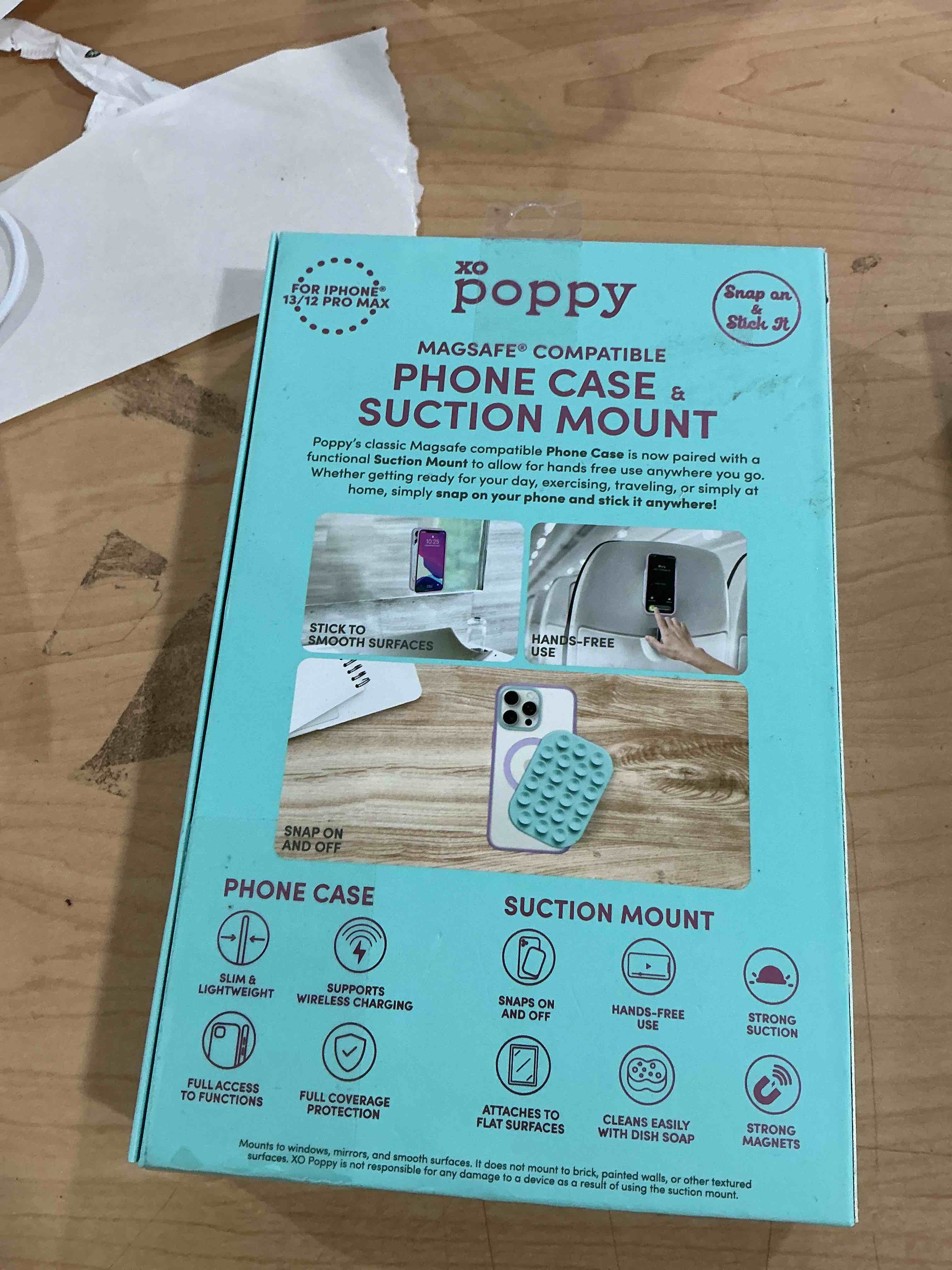 Condition photo showing New/Like New for xo poppy two and one phone case suction mount for iphone 13 and 12 pro max