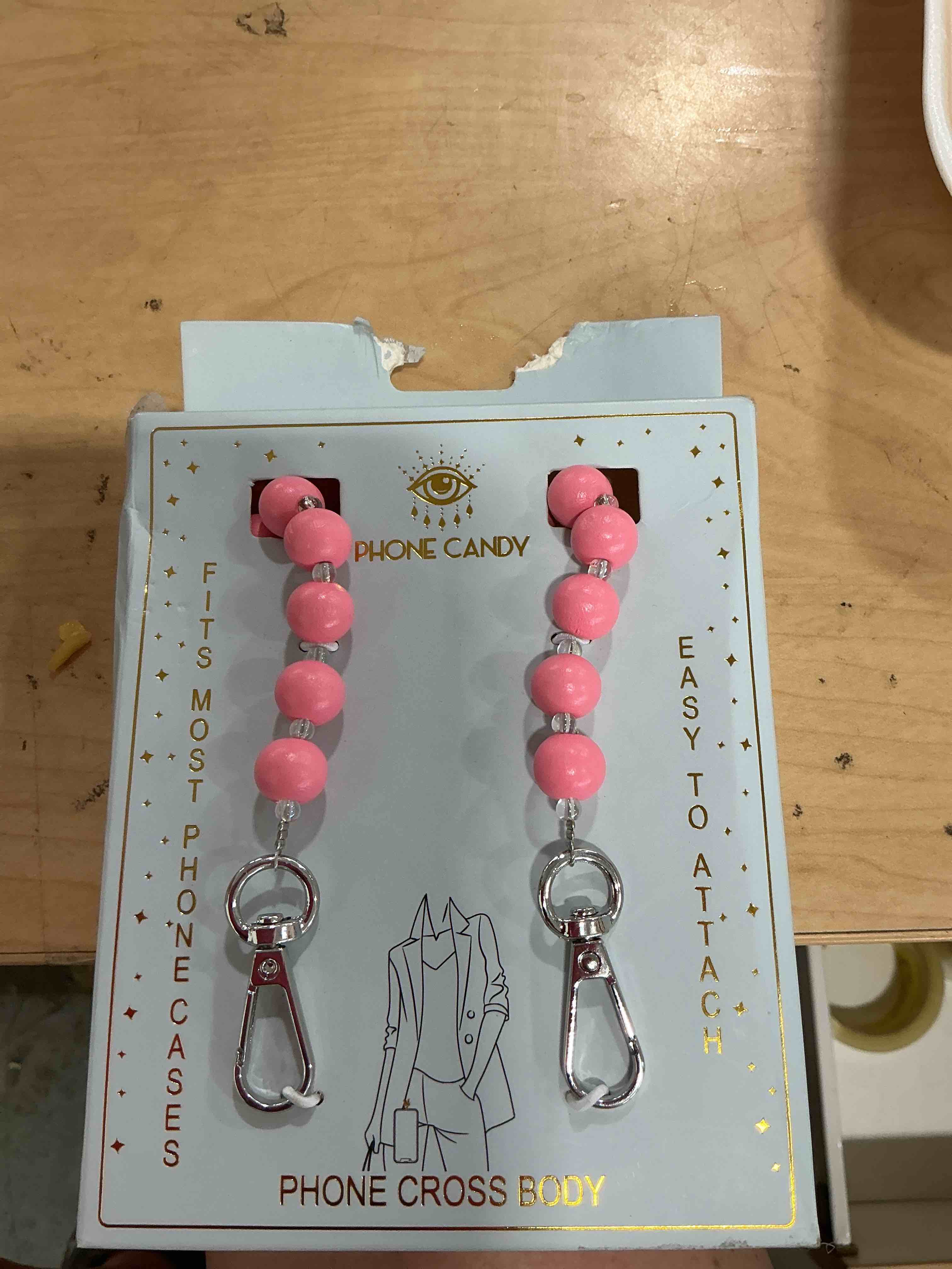 Condition photo showing New/Like New for phone candy phone cross body chain, pink