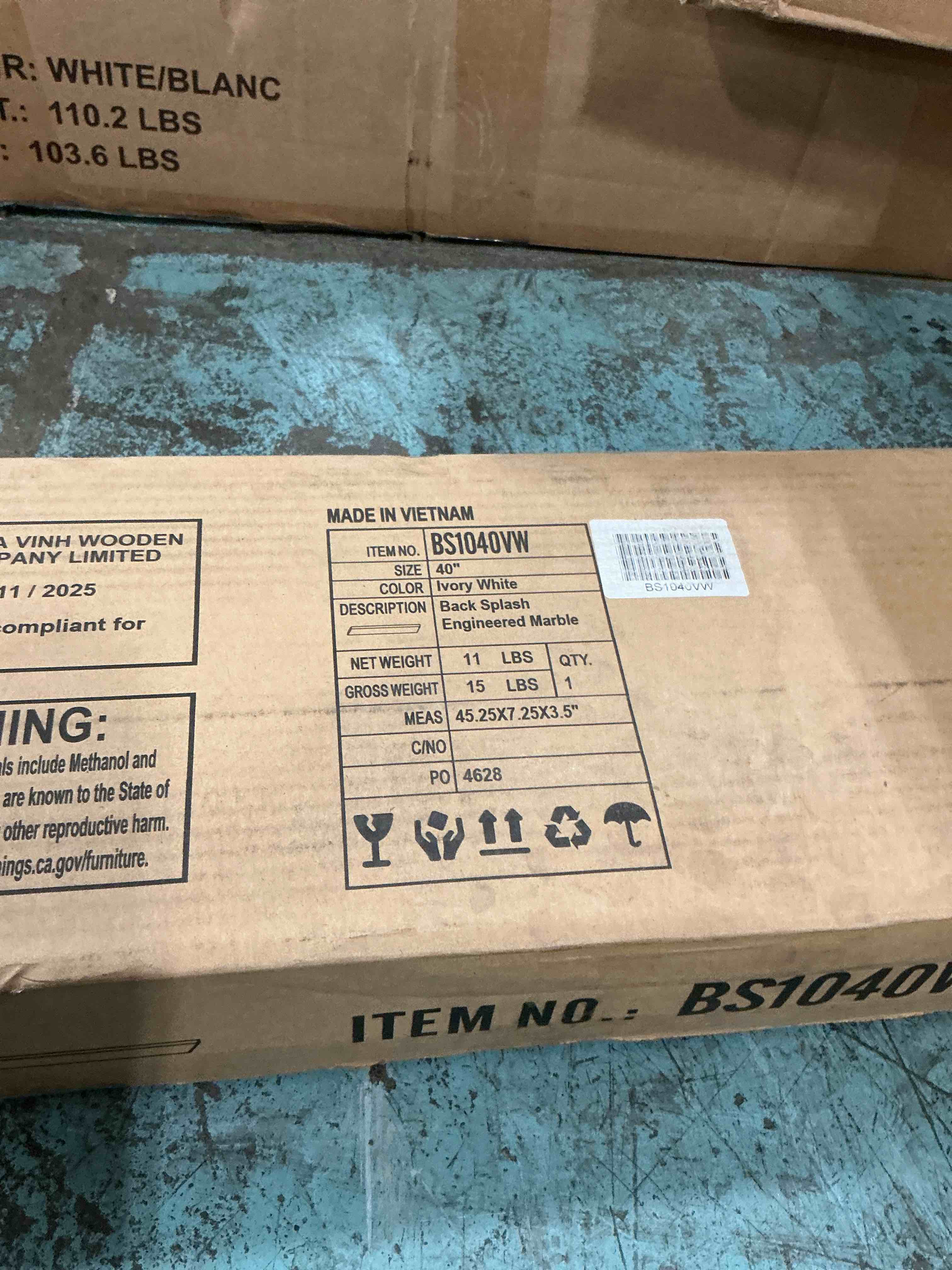 Condition photo showing New/Like New for super white engineered marble threshold for shower curb, bathroom vanity backsplash, window sill, door transitions