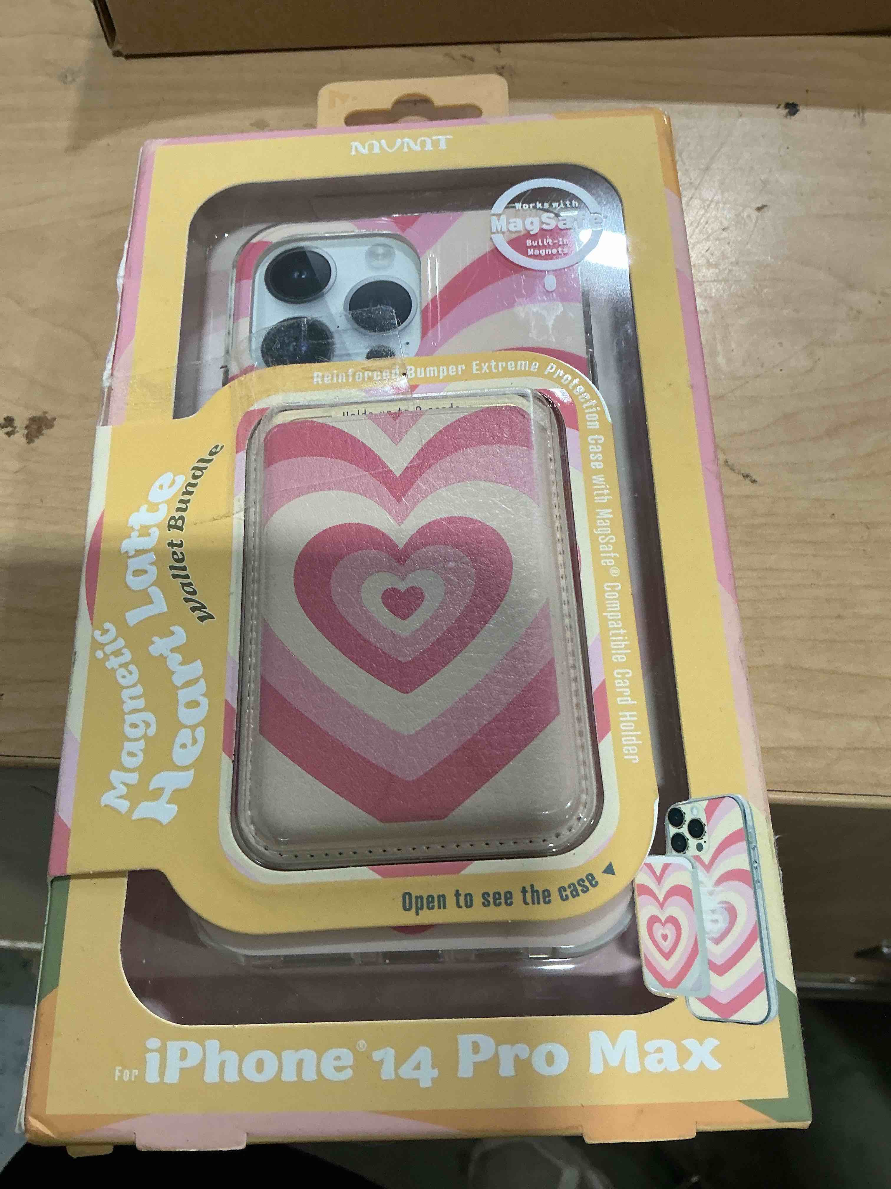 Condition photo showing New/Like New for ucolor for iphone 14 pro max 6.7" wallet case magsafe with card holder slot?compatible with magsafe? folio flip pu leather double magnetic rfid design (pastel check vibes)