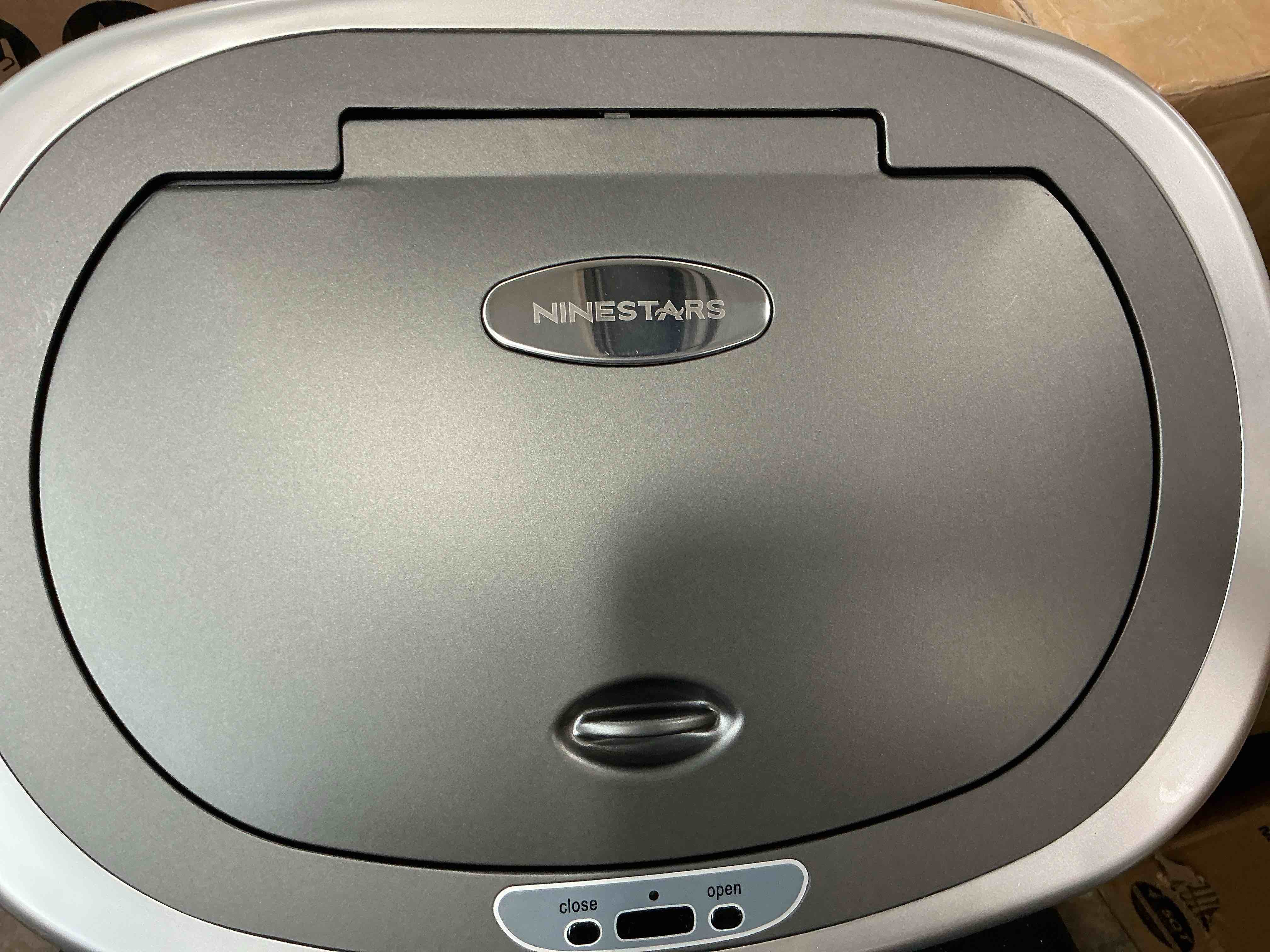 Condition photo showing Good Condition for ninestars 13gallons automatic large kitchen trash can with lid, motion sensor trash can for kitchen, livingroom, office, 80 liter x large touchless stainless steel garbage bin (rectangular)gallon rectangular silver