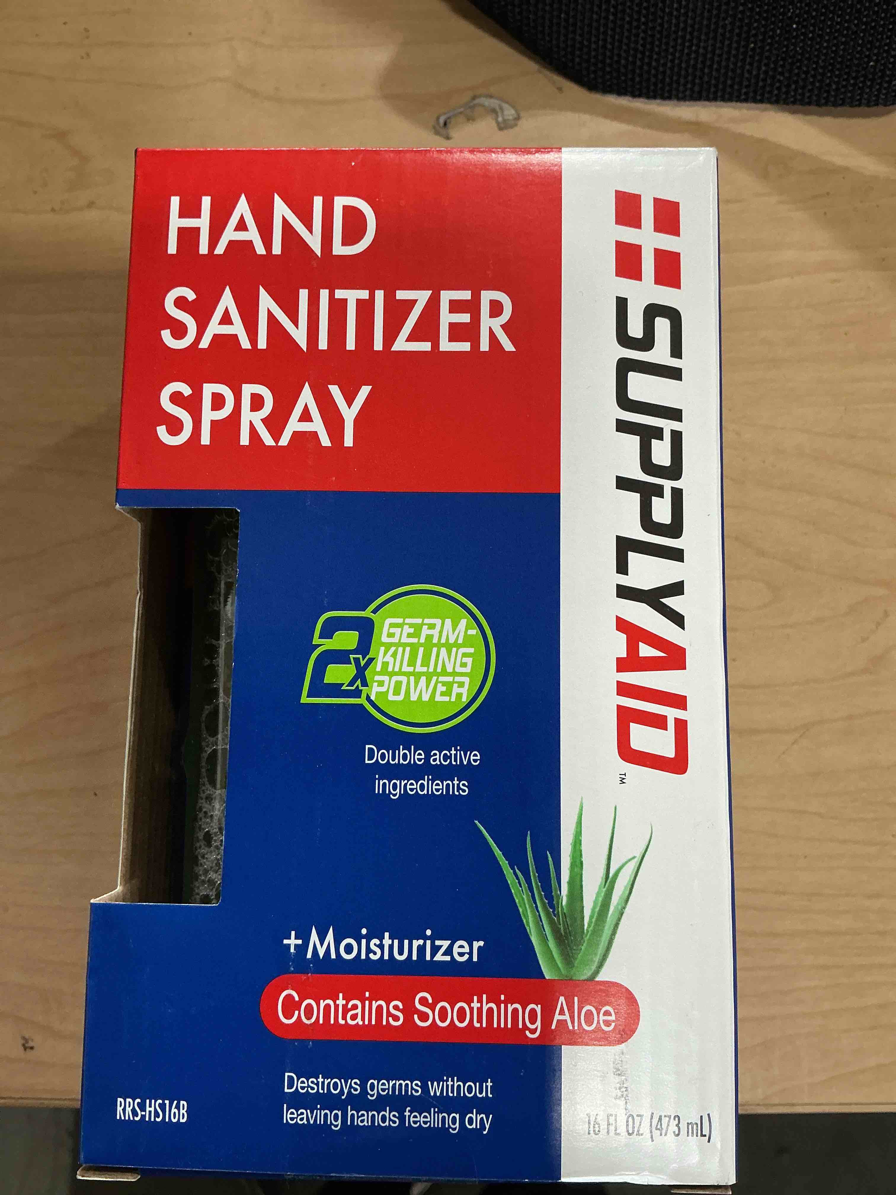 hand sanitizer spray supply aid plus moisturizer contains soothing aloe destroys germs without leaving hands filling dry 16th fluid ounce 473 ML