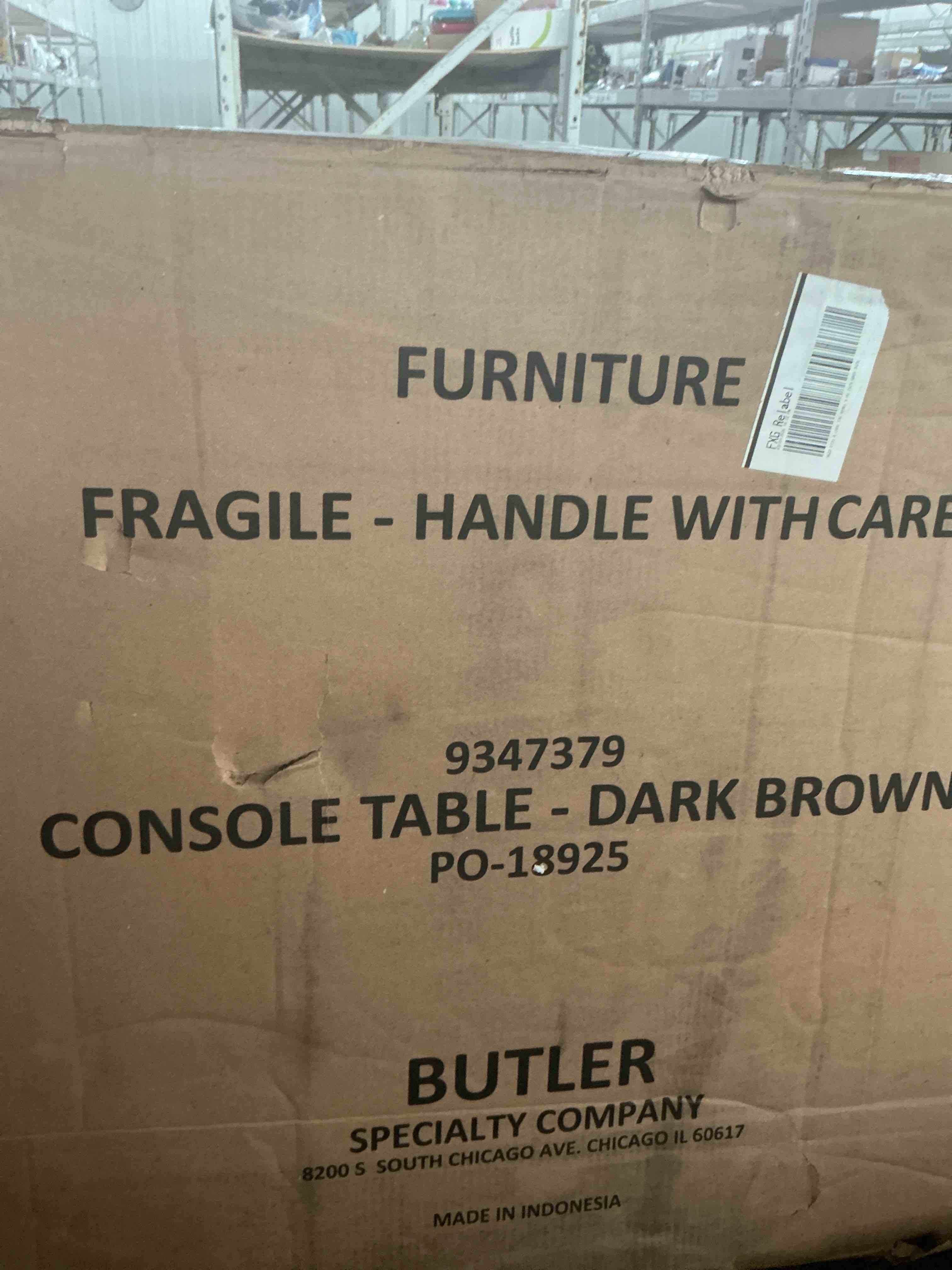 Condition photo showing New/Like New for the butler, specialty company, living room, bedford console table