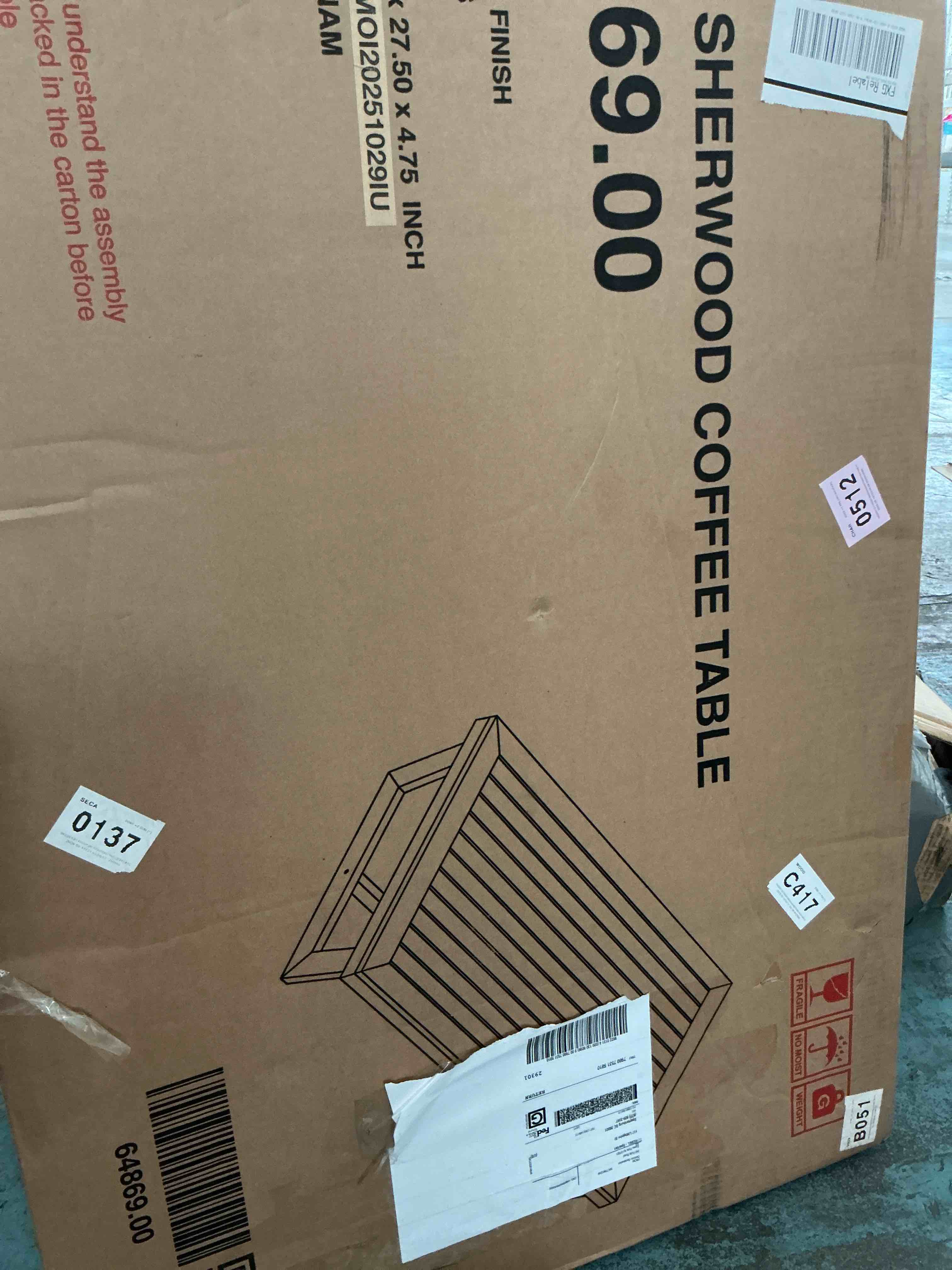 Condition photo showing New/Like New for best selling home decor sherwood rectangle outdoor coffee table 24.5-in w x 39.5-in l with umbrella hole item #5192880 | model #310018