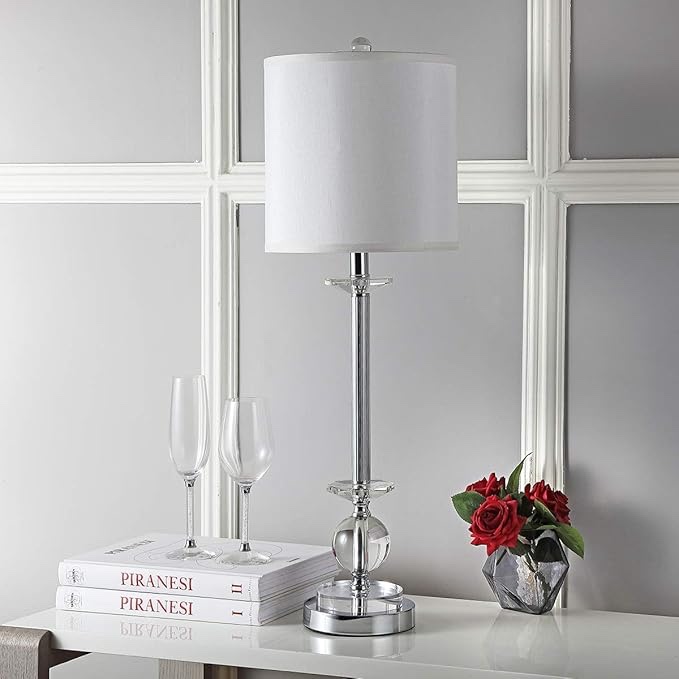 SAFAVIEH Lighting Collection Marla Modern Crystal Candlestick 31-inch Bedroom Living Room Home Office Desk Nightstand Table Lamp Set of 2 (LED Bulbs Included)