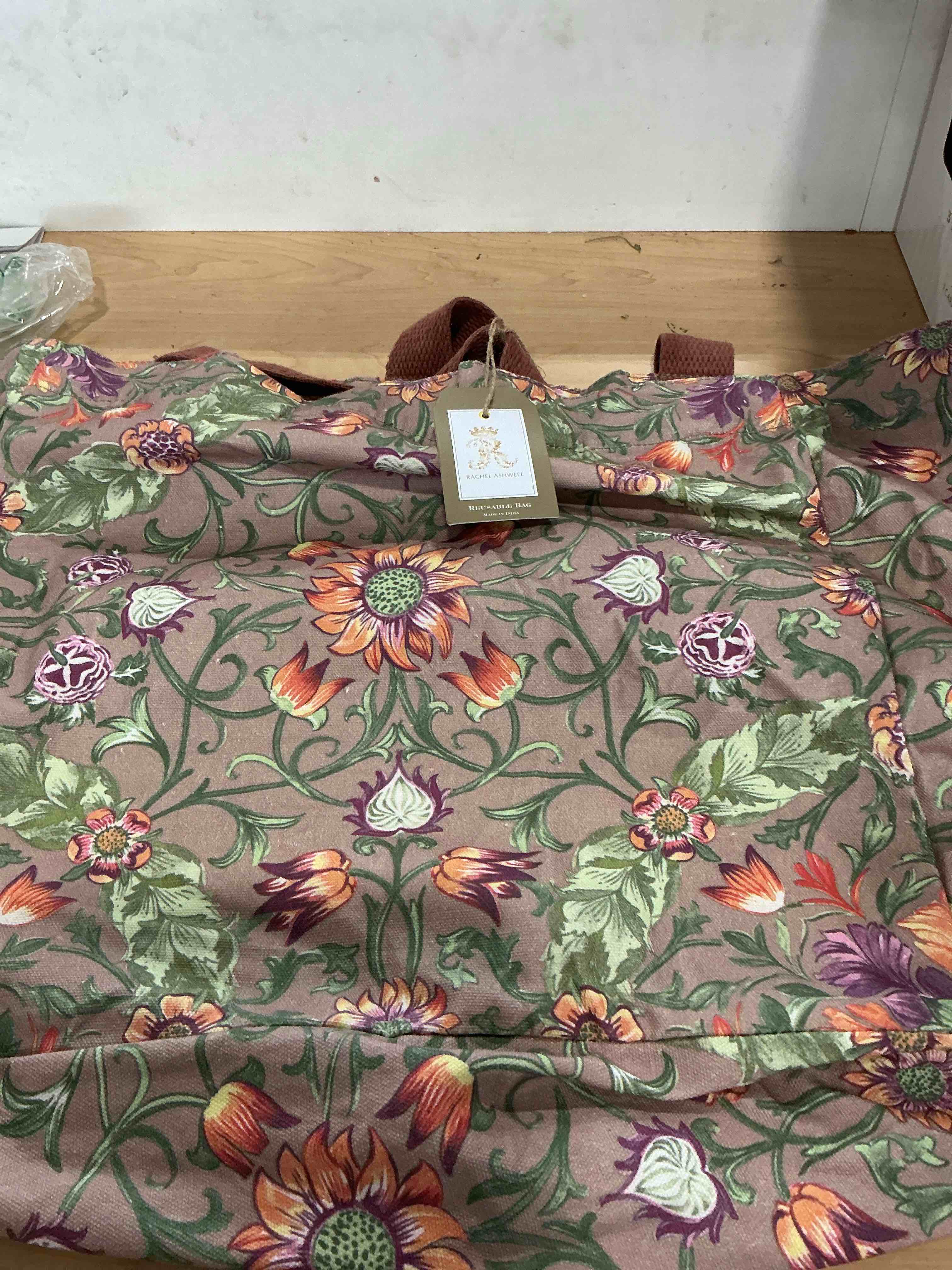 Condition photo showing Brand New for large tote bag for women, floral grocery tote with snap thick canvas both side pattern, gift daily use shopping travel picnic