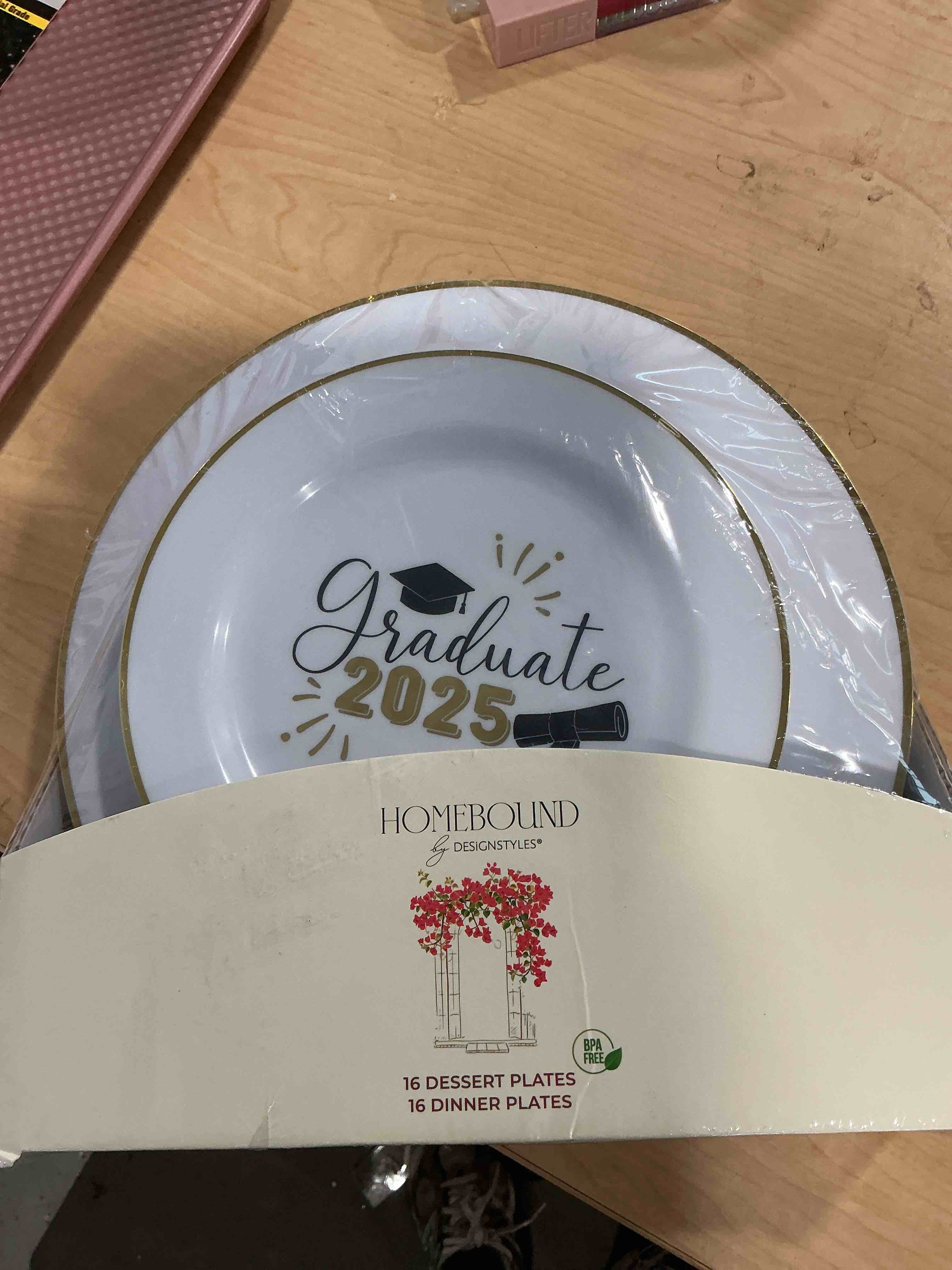 Condition photo showing Brand New for 50pcs white & gold graduation party supplies 2025,white and gold party plates 7"graduation party plates for glitter congrats school college kindergarten high graduation party decorations (white)