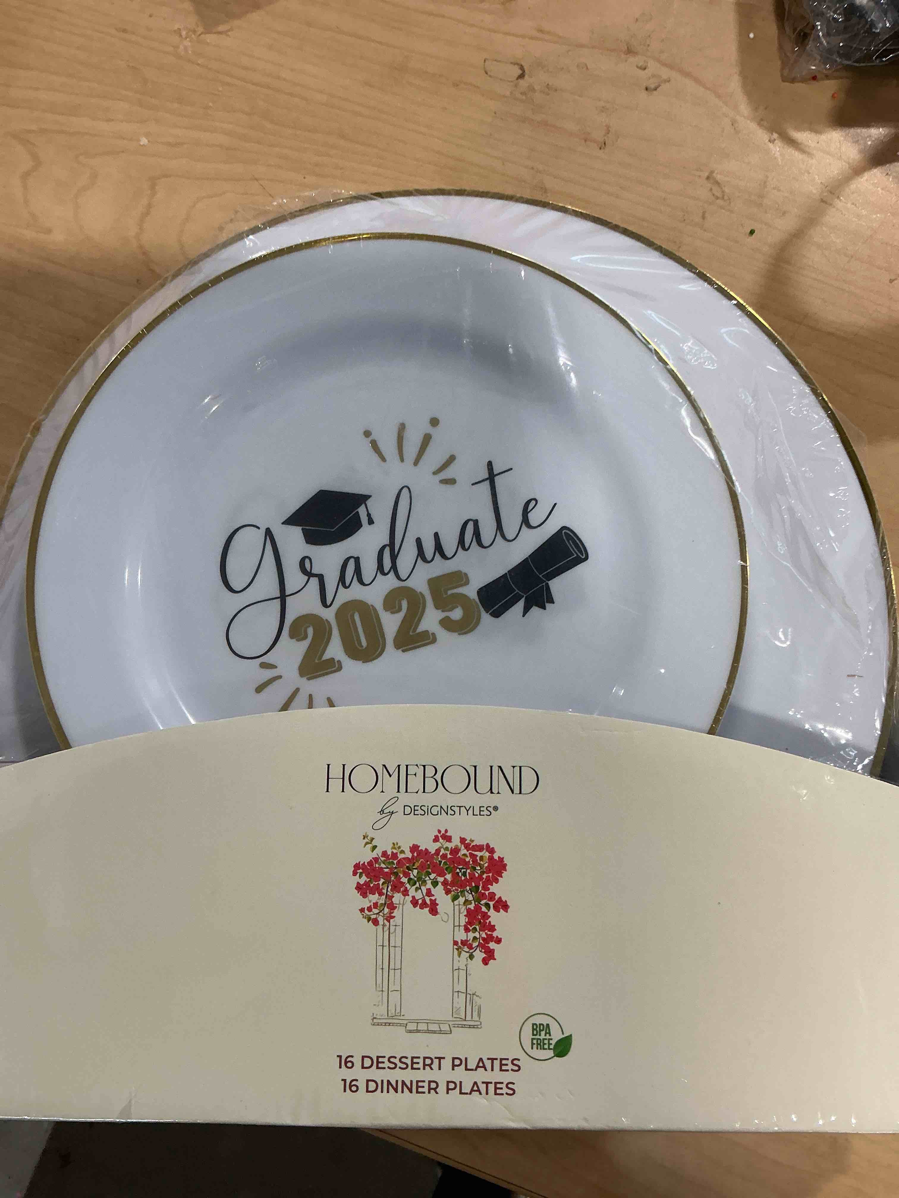 Condition photo showing Brand New for white & gold graduation party supplies 2025,white and gold party plates 7"graduation party plates for glitter congrats school college kindergarten high graduation party decorations (white)