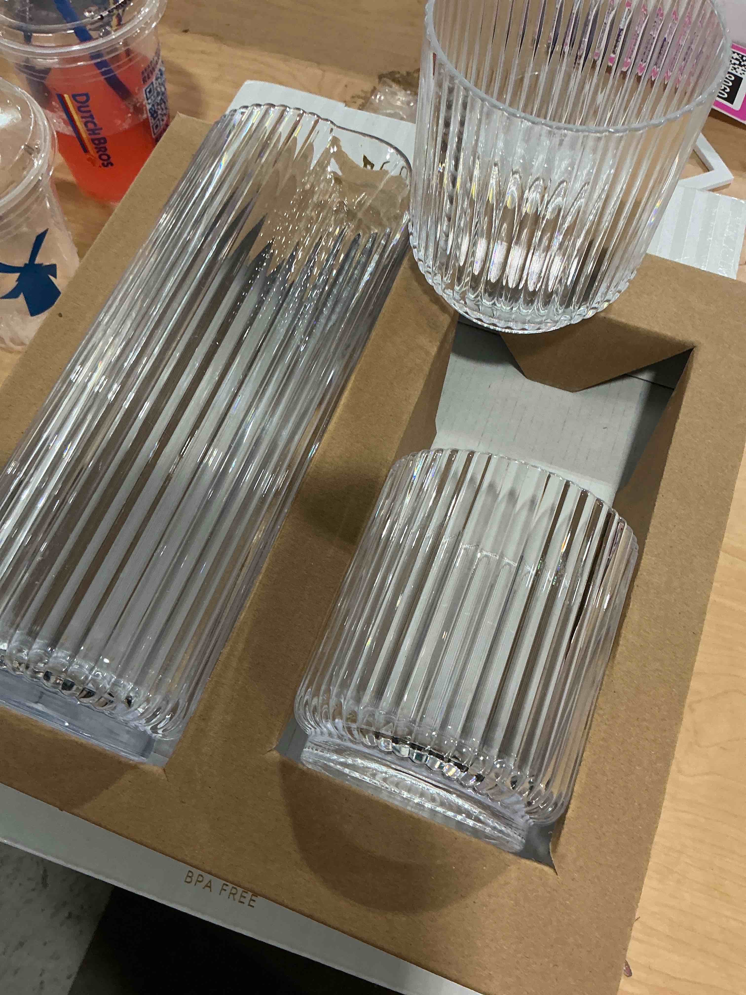 Condition photo showing Brand New for bella lux three piece serve wear set one pitcher and two drinking glasses bpa free dishwasher safe