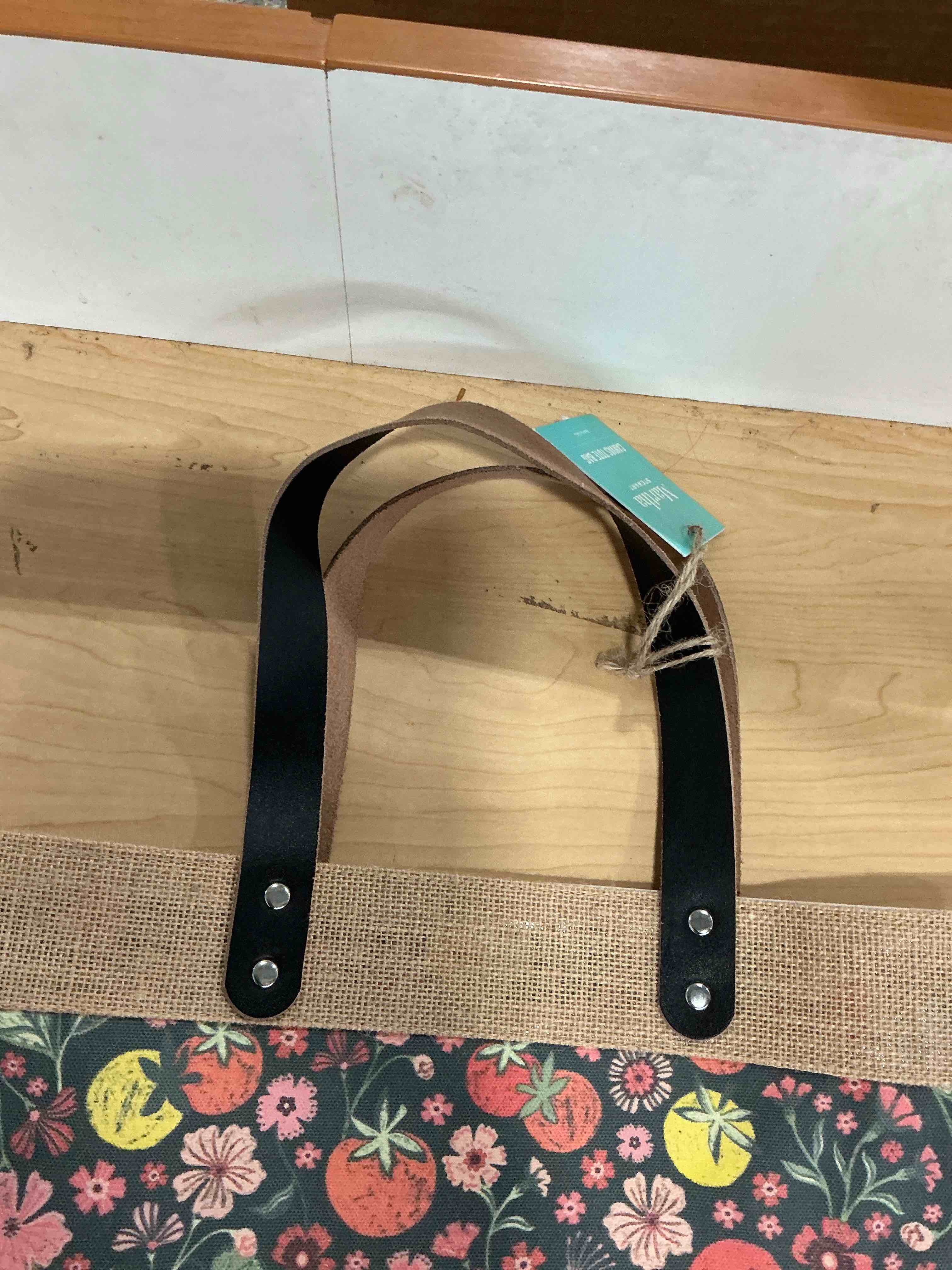 Condition photo showing Brand New for martha stewart hand tote bag with black leather straps