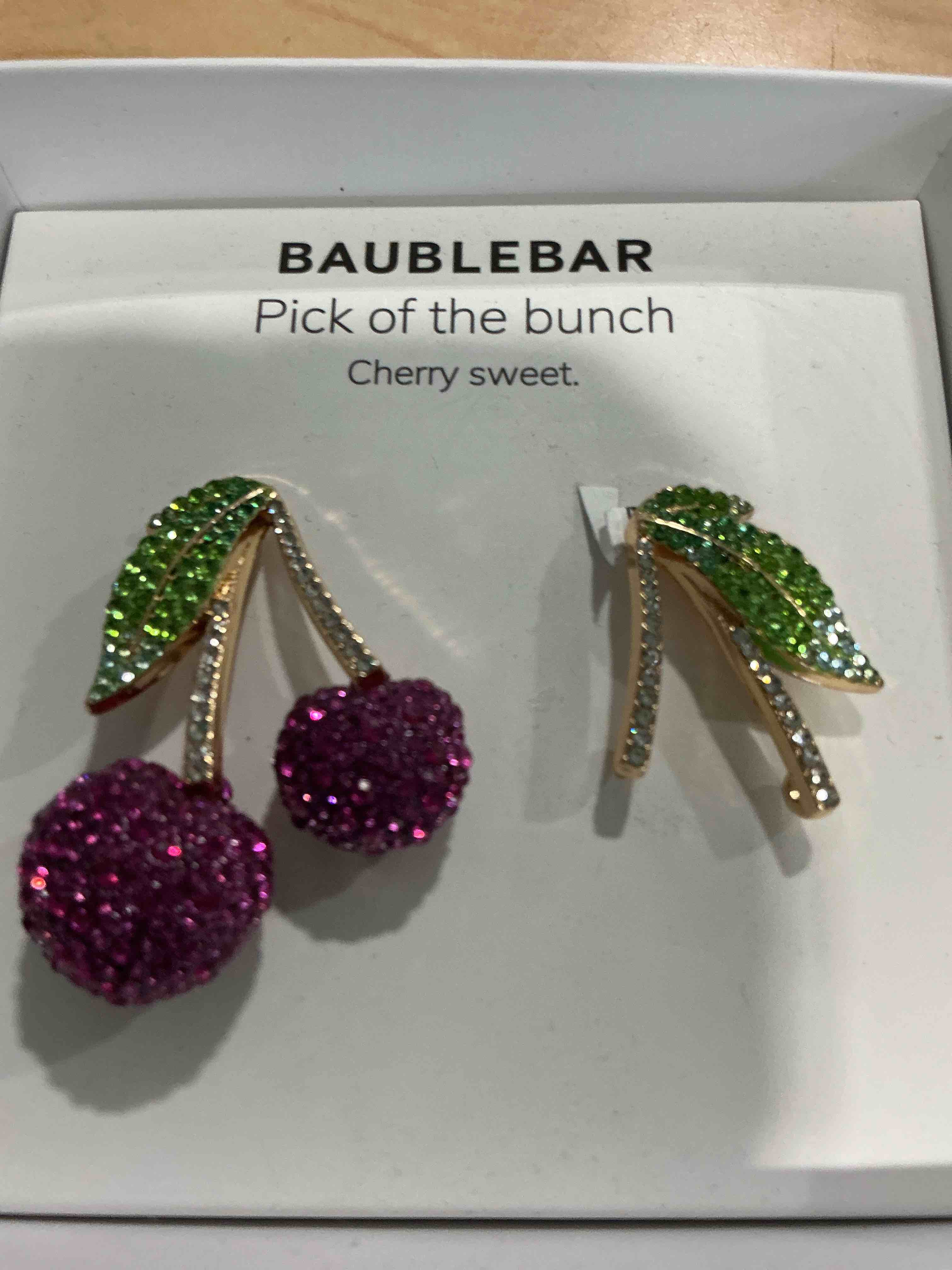 Condition photo showing Good Condition for bubble bar pick up the bunch, cherry, sweet earrings
