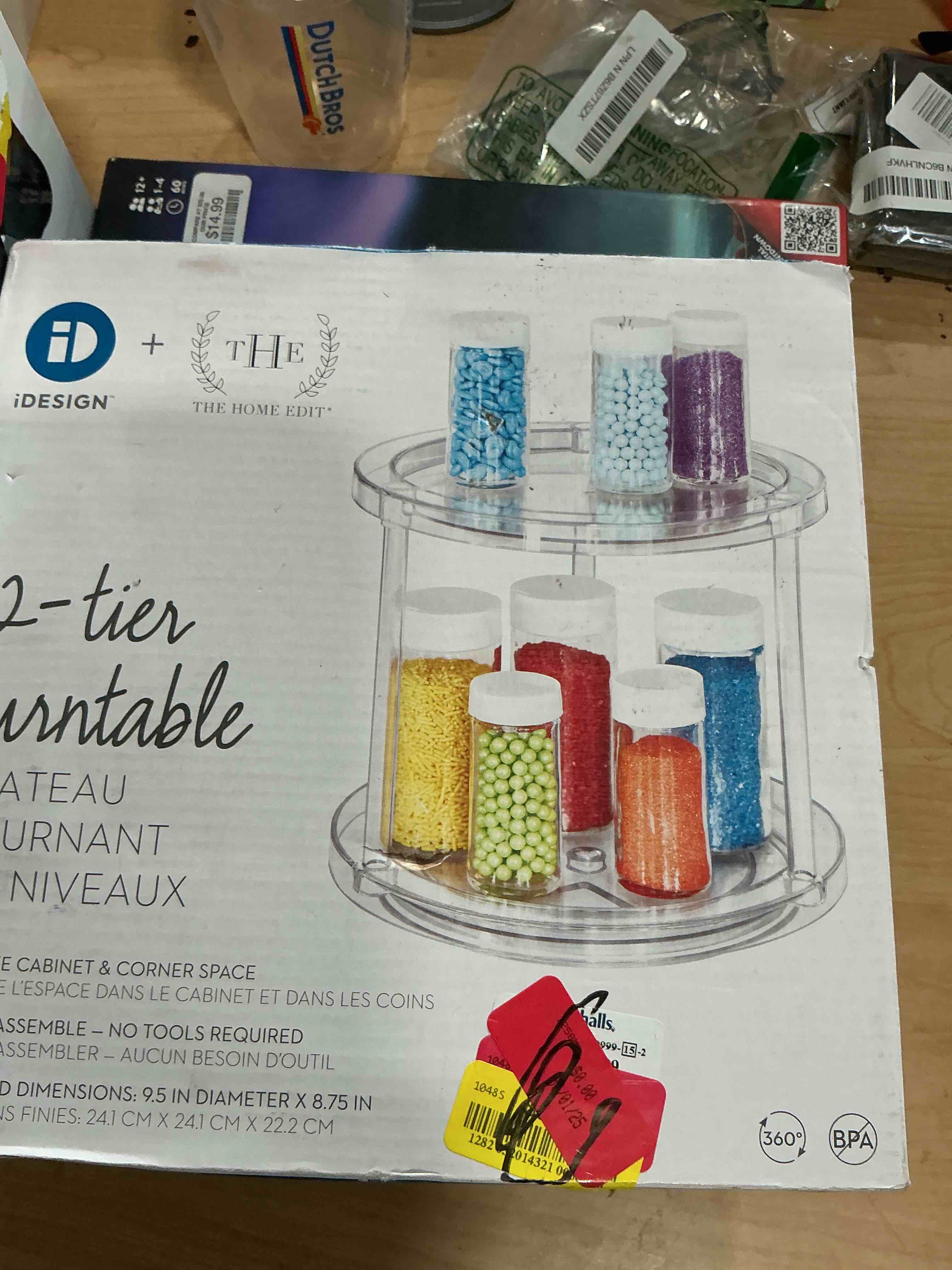 Condition photo showing Brand New for 2 pack 2 tier lazy susan turntable organizer, clear rotating lazy susan, spice rack for cabinet, makeup and perfume organizer for vanity, counter organizer tray for kitchen, bathroom