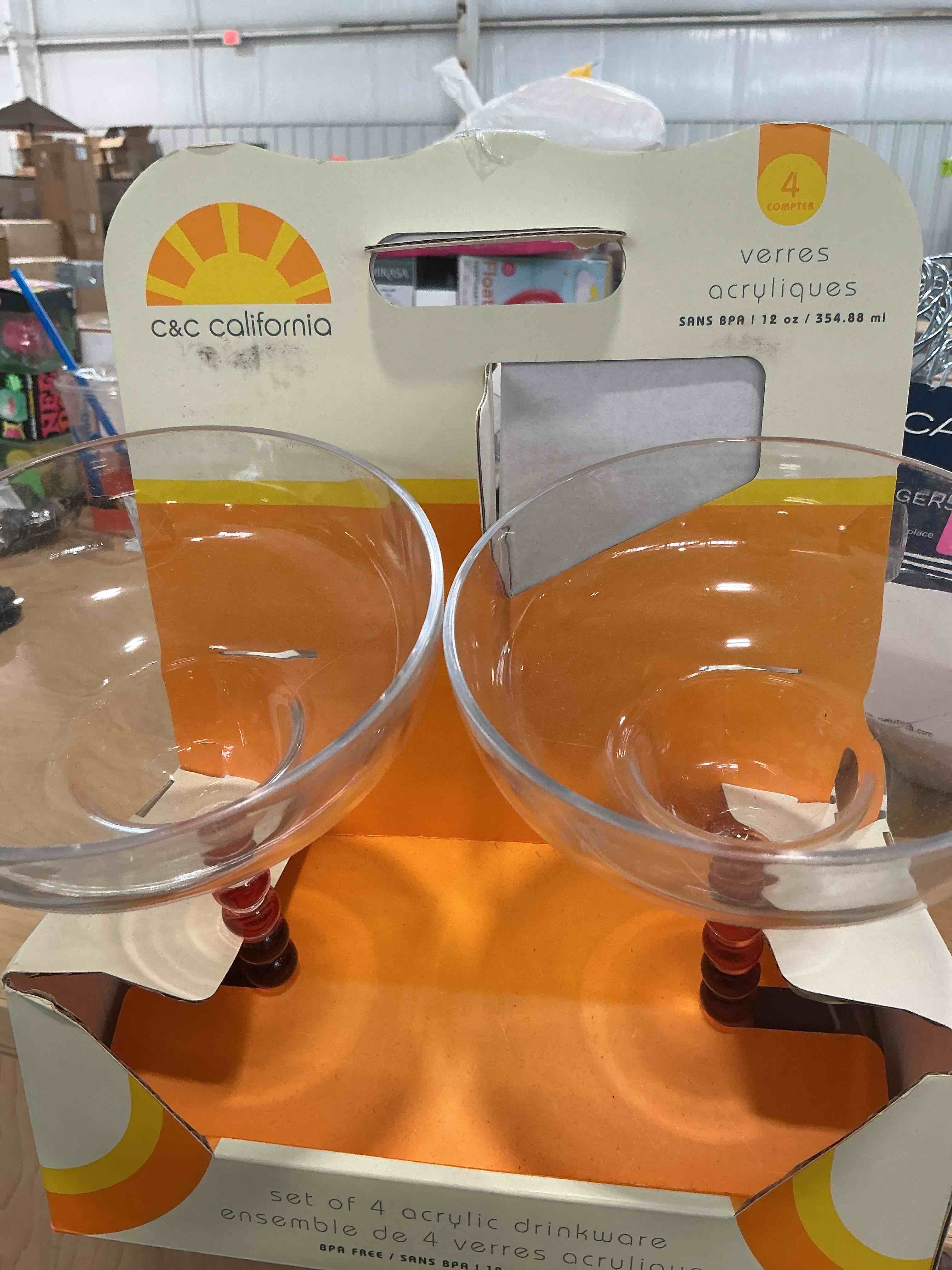 Condition photo showing Brand New for topzea acrylic margarita glasses set of 4, 13.5 oz shatter-proof plastic daiquiri cocktail cup, unbreakable martini champagne coupe glasses drinkware for poolside, bar, party, bpa-free, reusable