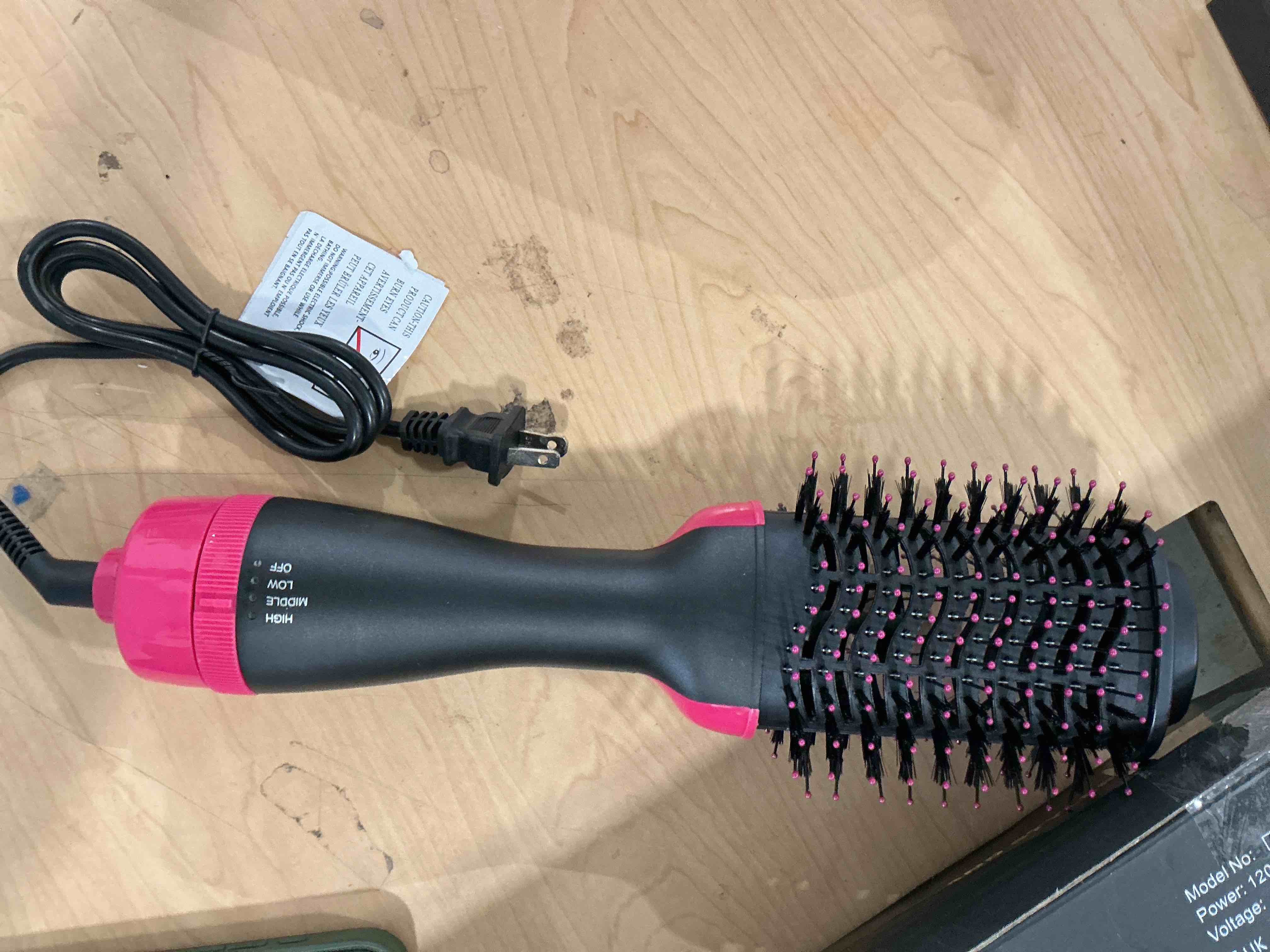 Condition photo showing New/Like New for hair dryer brush blow dryer brush in one, upgraded 4 in 1 hair dryer and styler volumizer with negative ion anti-frizz ceramic titanium barrel hot air hair straightener brush black/pink