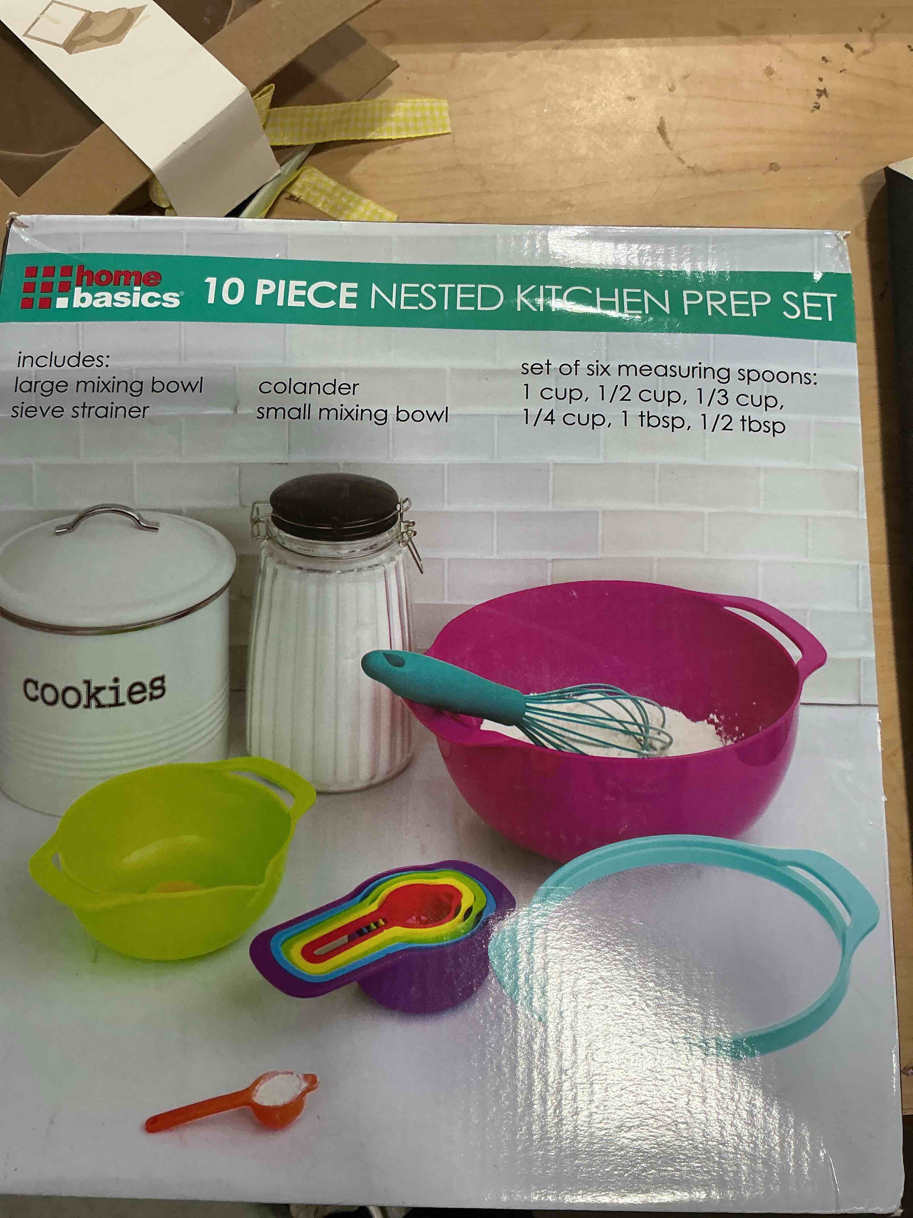Condition photo showing New/Like New for plastic mixing bowls set 8/10 pcs with measuring spoon, colorful serving bowls for kitchen, ideal for baking, prepping, nesting bowls for space saving storage (wheat)