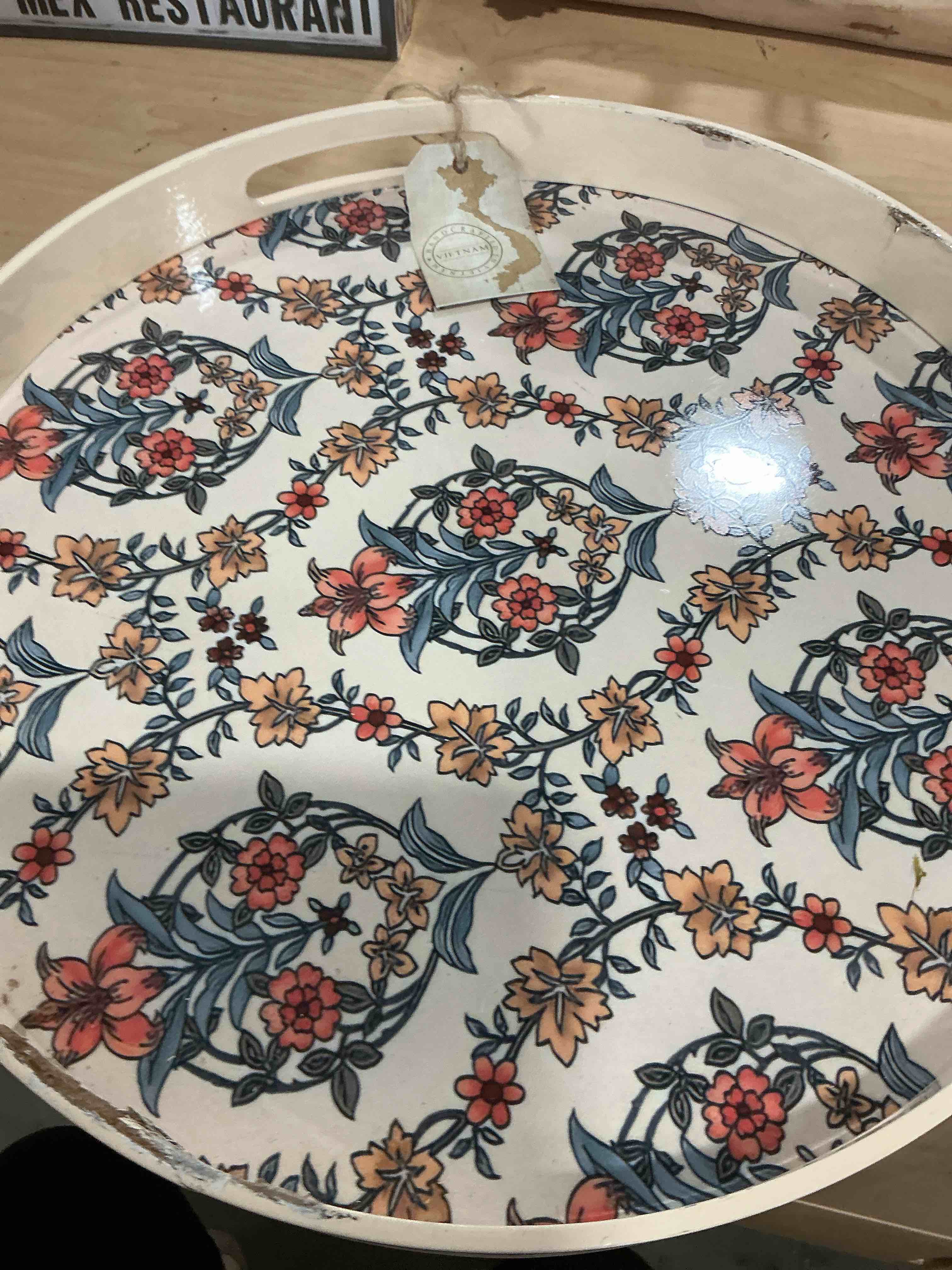 Condition photo showing Brand New for round serving tray with handles,modern ottoman tray coffee table tray,13 inch plastic trays for ottoman coffee table,decorative serving trays for living room