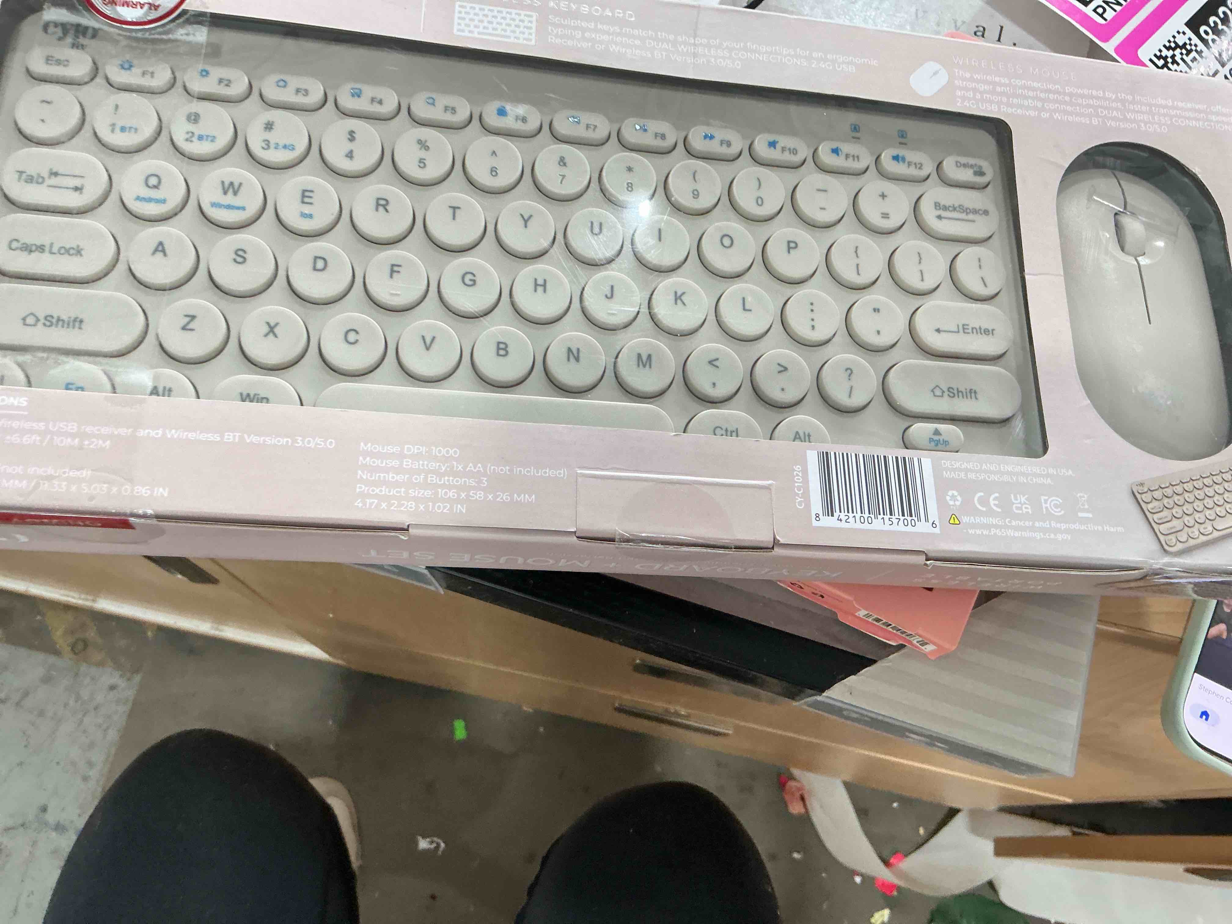 Condition photo showing Brand New for i68 wireless keyboard and mouse combo, retro typewriter style keyboard with round keycaps, 2.4ghz connection with computer pc desktops laptop windowsxp/7/8/10 (yellow)