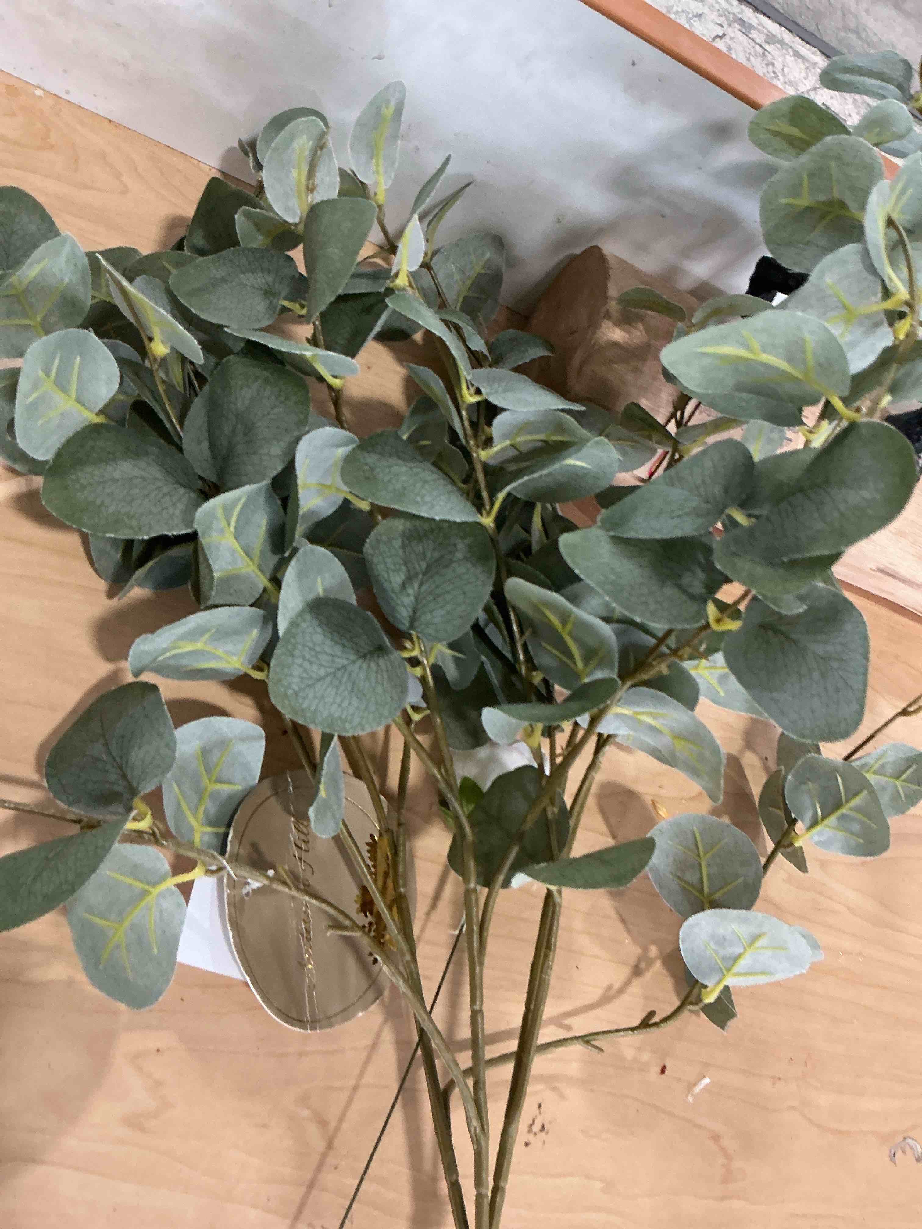Condition photo showing New/Like New for hyeflora 5pcs artificial eucalyptus leaves stem plants for spring decor, 32.7 inch fake leaves greenery branches green shrubs silk faux foliage diy stems for festival home kitchen farmhouse(green)