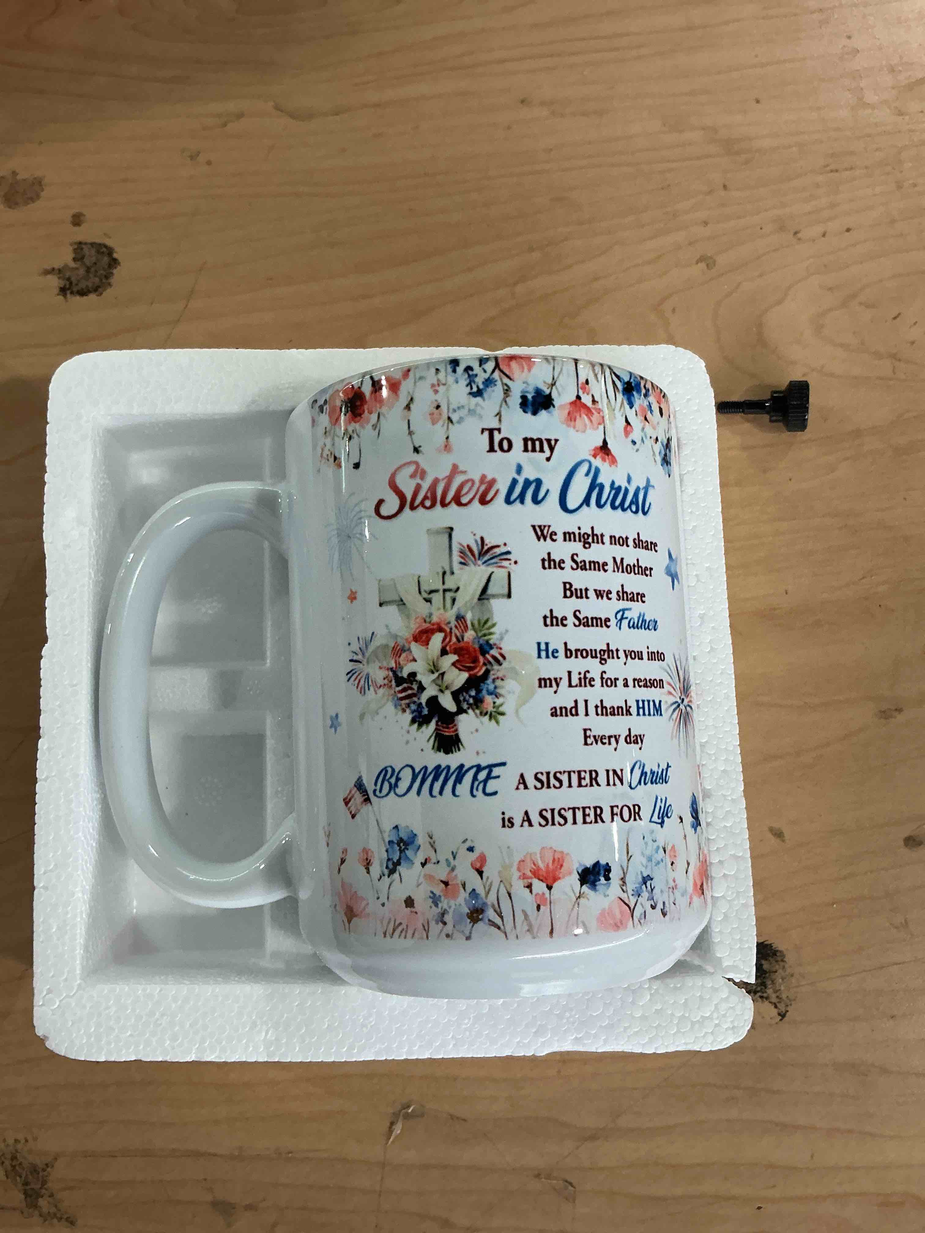 Condition photo showing Brand New for personalized christian mug - mother's day gift for sister, friend - religious christian custom gifts - to my sister in christ coffee cup - birthday gifts for women, girl bonnie
