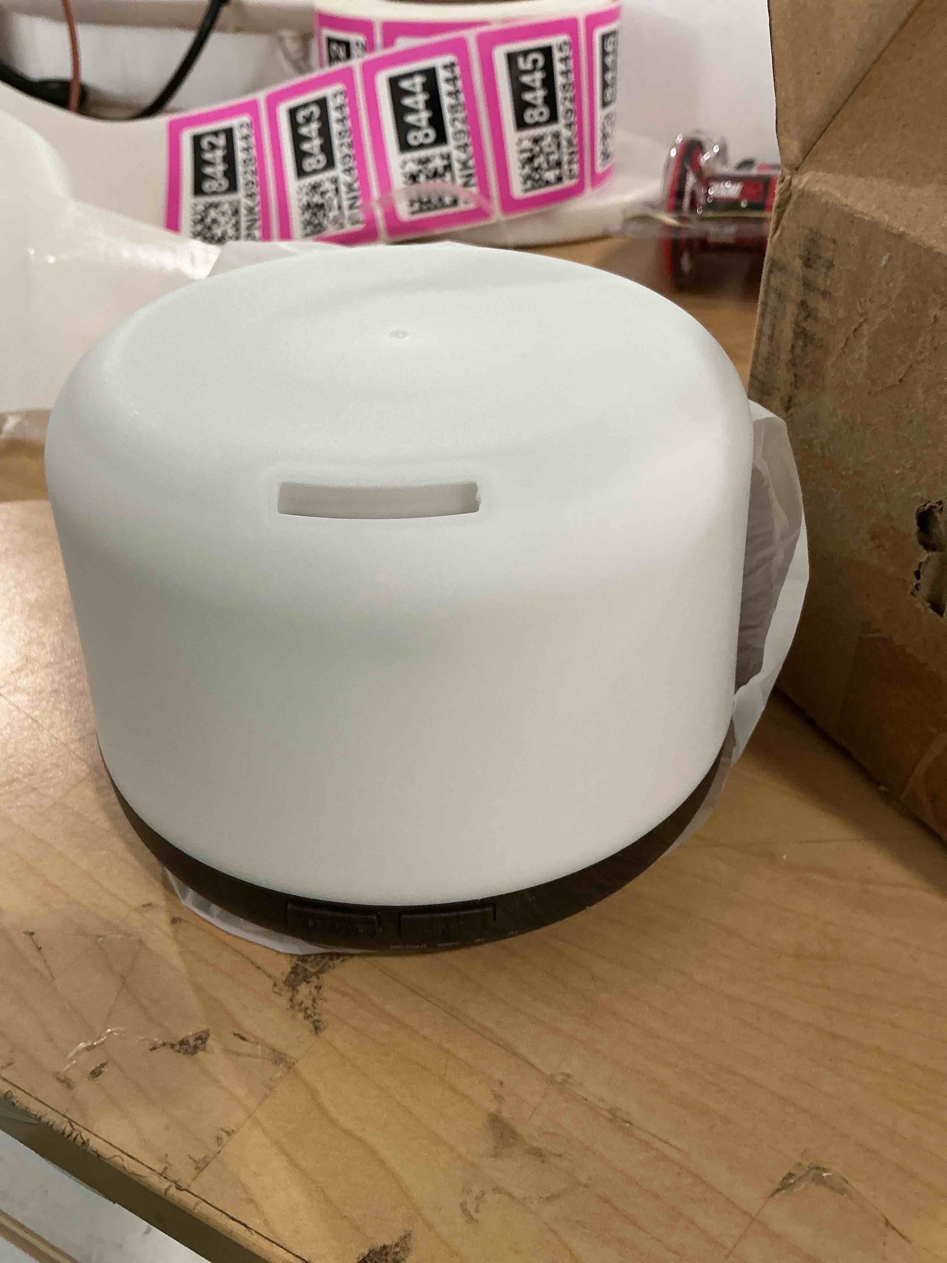 Condition photo showing New/Like New for asakuki essential oil diffuser for home, 500ml aromatherapy diffuser humidifier with remote control, 7 color led lights, quiet cool mist diffuser for bedroom, living room, office black and white