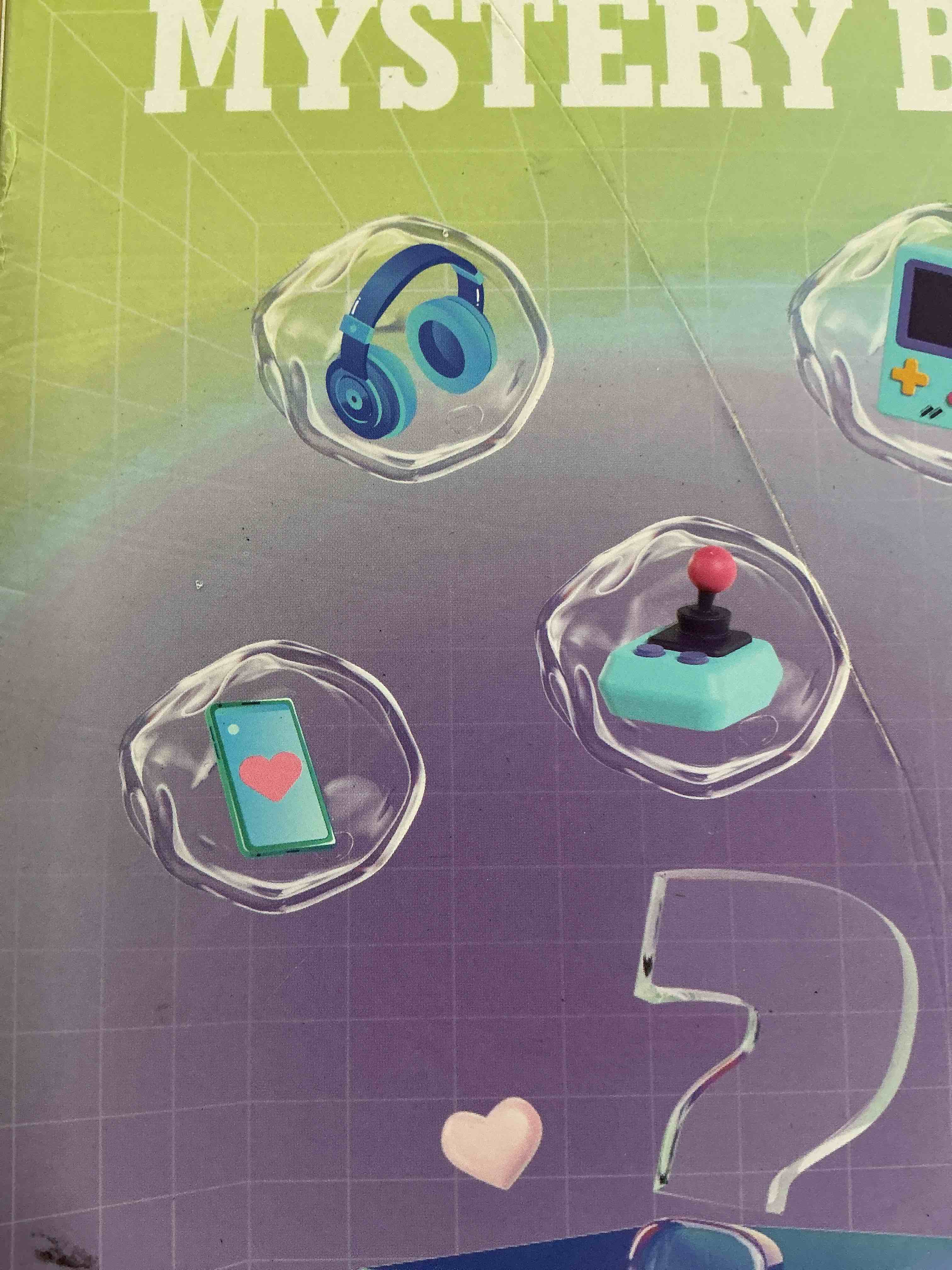 Condition photo showing New/Like New for mystery box kids mystery surprise box with headphones, mini game, controller, mini gaining console, watch or telephone for kids surprise mystery opening