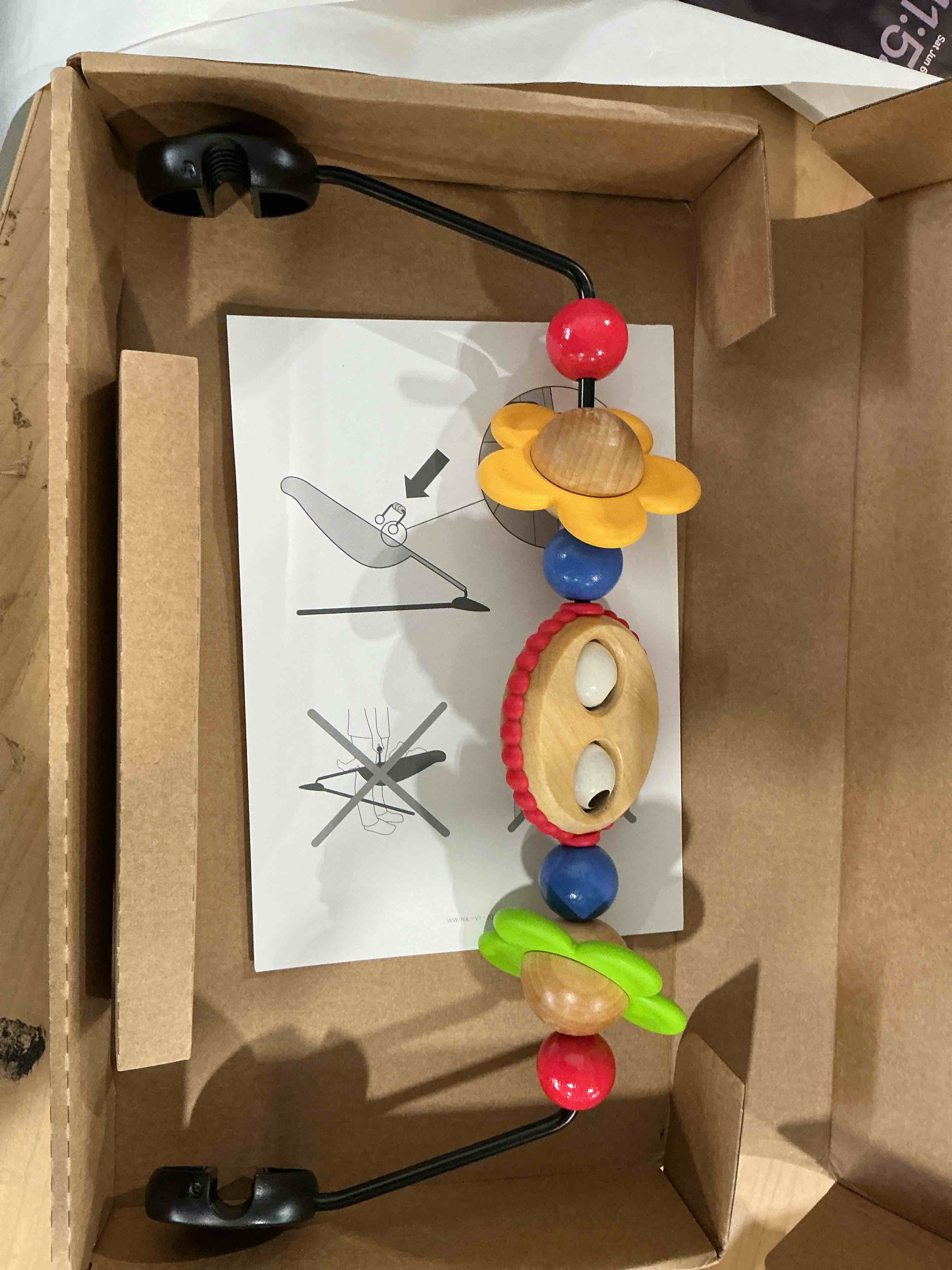 Condition photo showing New/Like New for baby bjorn bouncer toy bar, wooden rotatable bouncer toy bar attachment, montessori sensory gifts for babies blue eye googly eye version