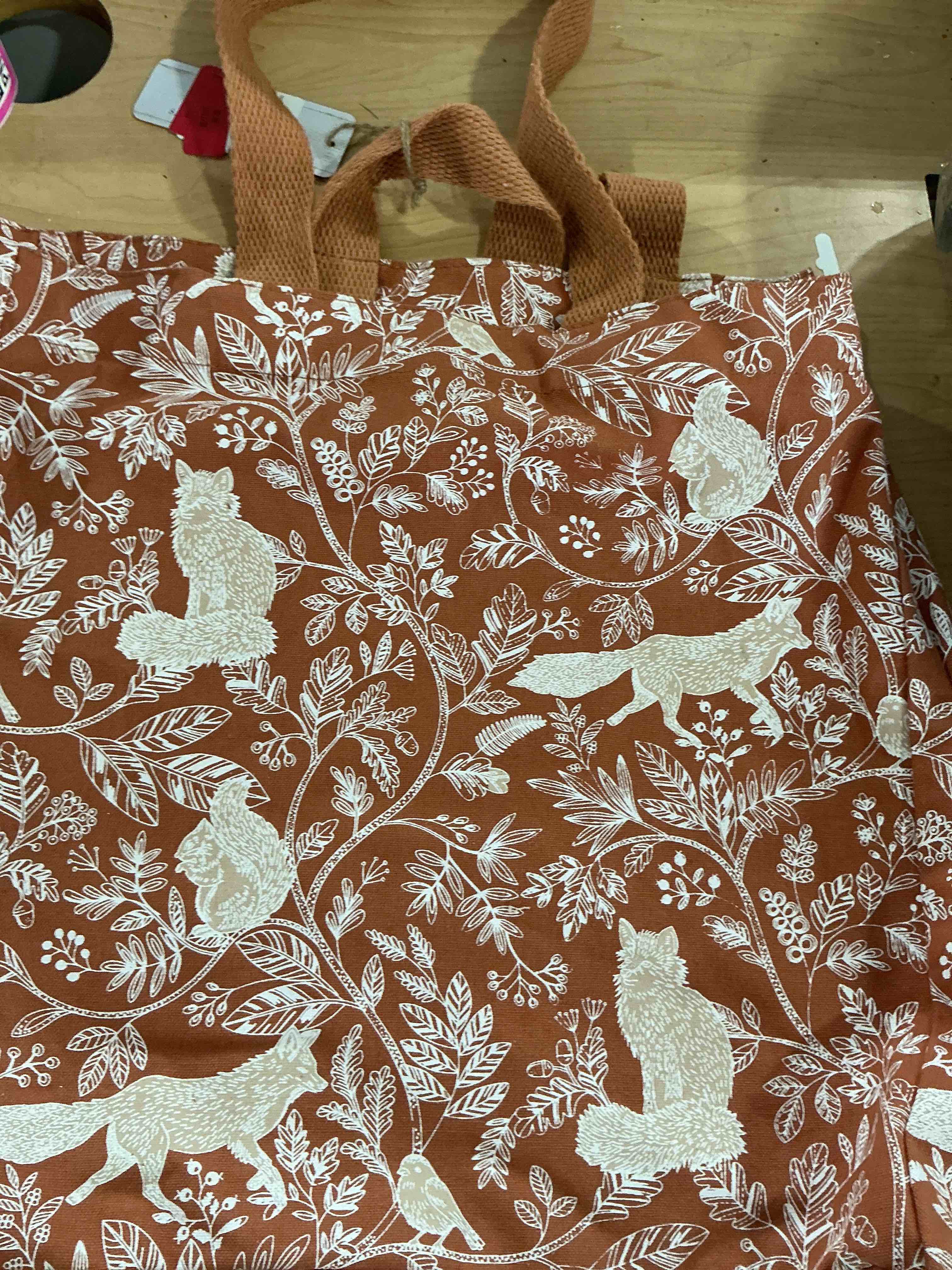 orange fall tote canvas amimal print