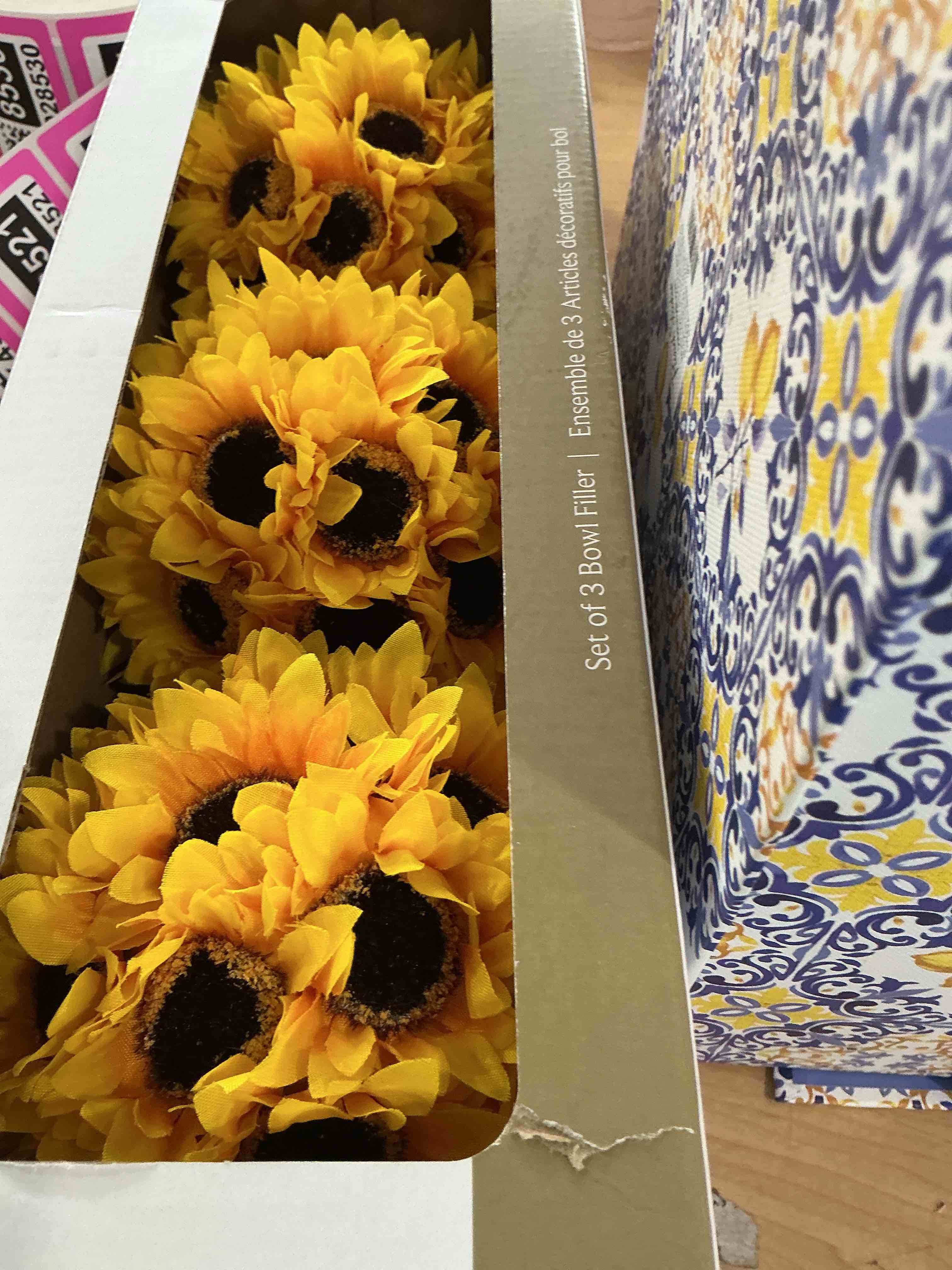 Condition photo showing New/Like New for winlyn set of 3 artificial sunflowers metal pot centerpiece farmhouse sunflowers floral arrangements with rectangle wooden planter 11" for rustic wedding spring summer home kitchen table shelf décor