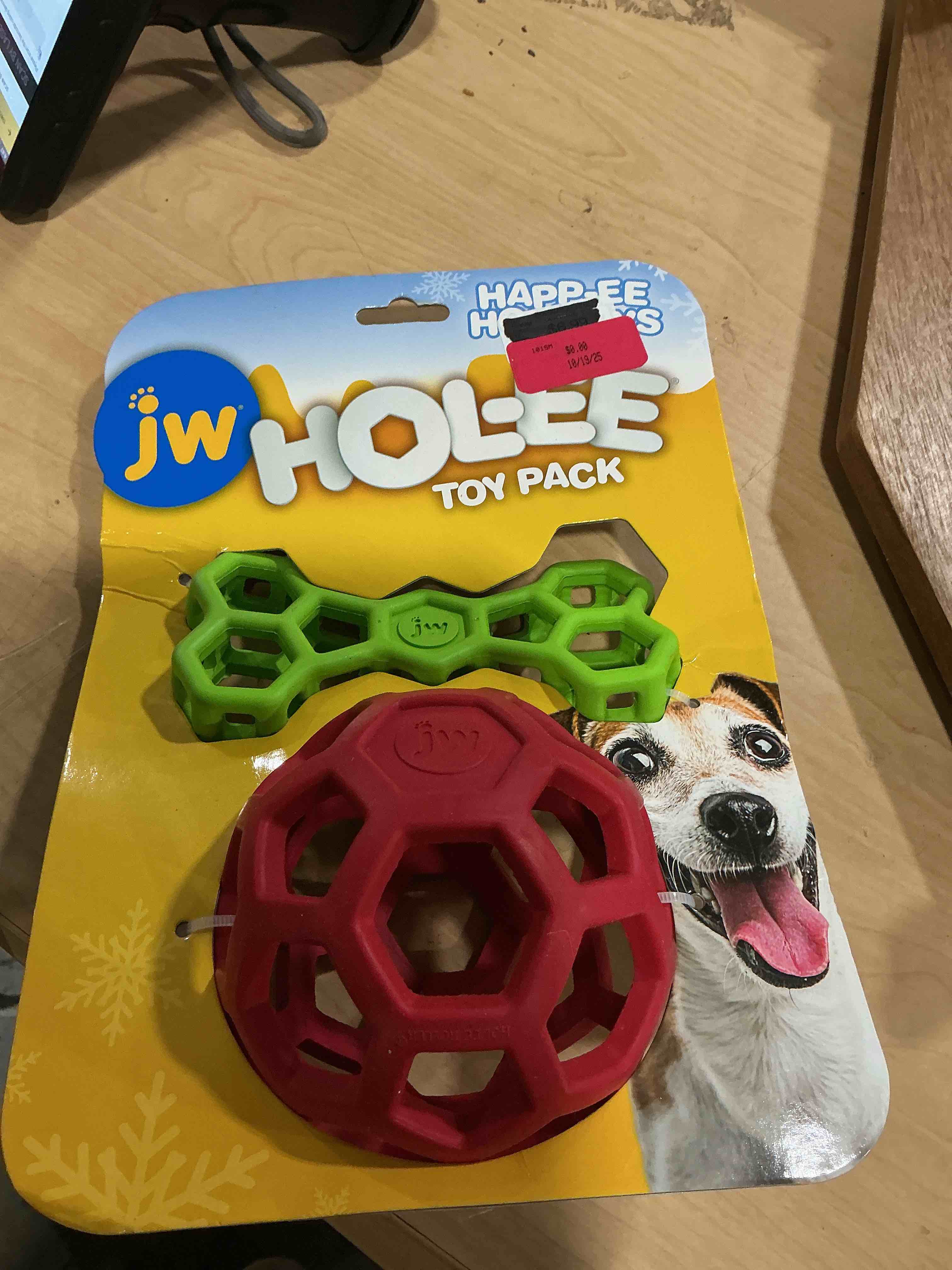Condition photo showing New/Like New for jw pet hol-ee roller dog toy puzzle ball, natural rubber, large (5.5 inch diameter), colors may vary colors may vary large