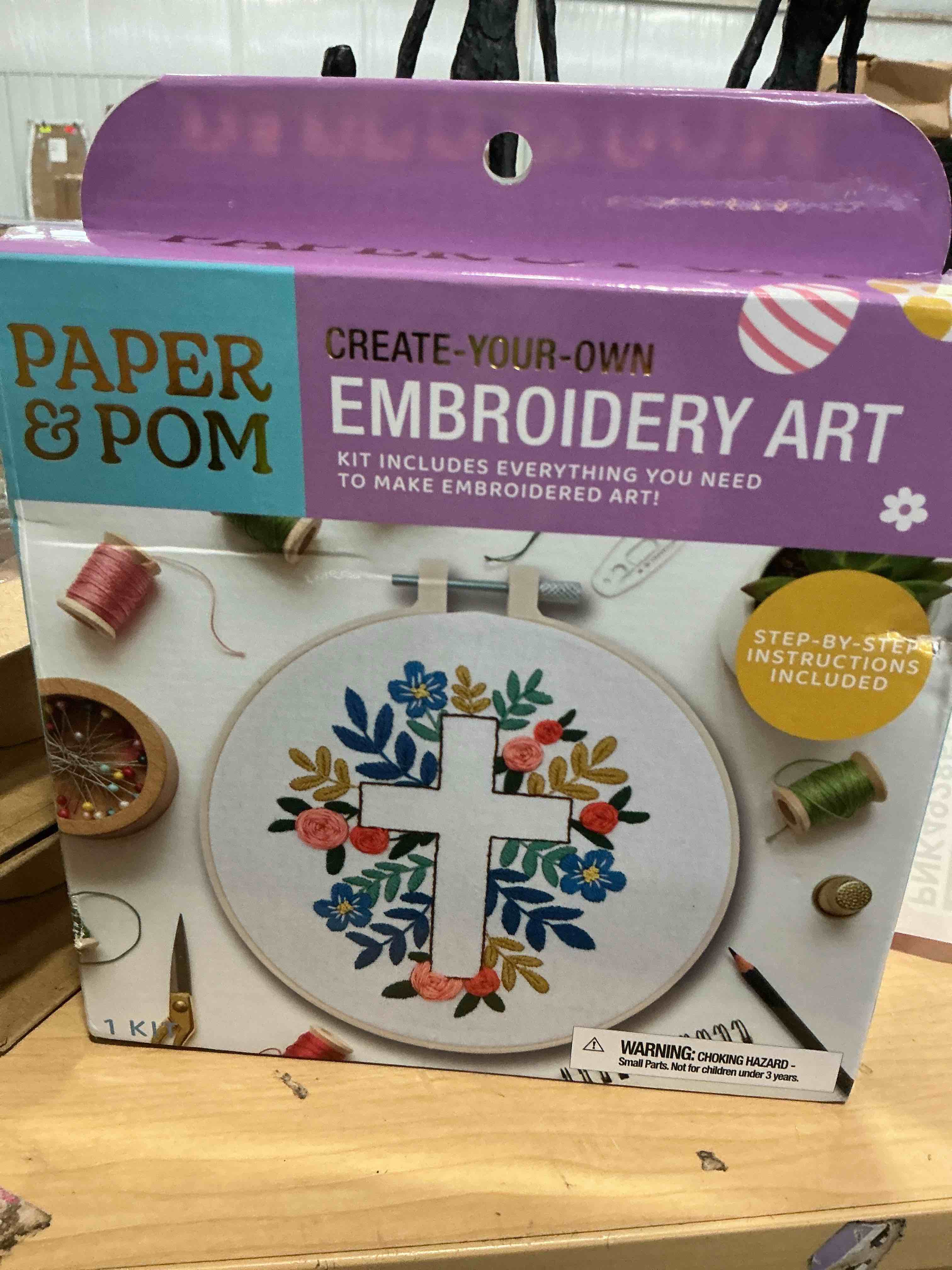 Condition photo showing New/Like New for louise maelys cross lily pattern embroidery starter kit,cross stitch kits for adults with embroidery hoop needles threads instruction -easter jesus