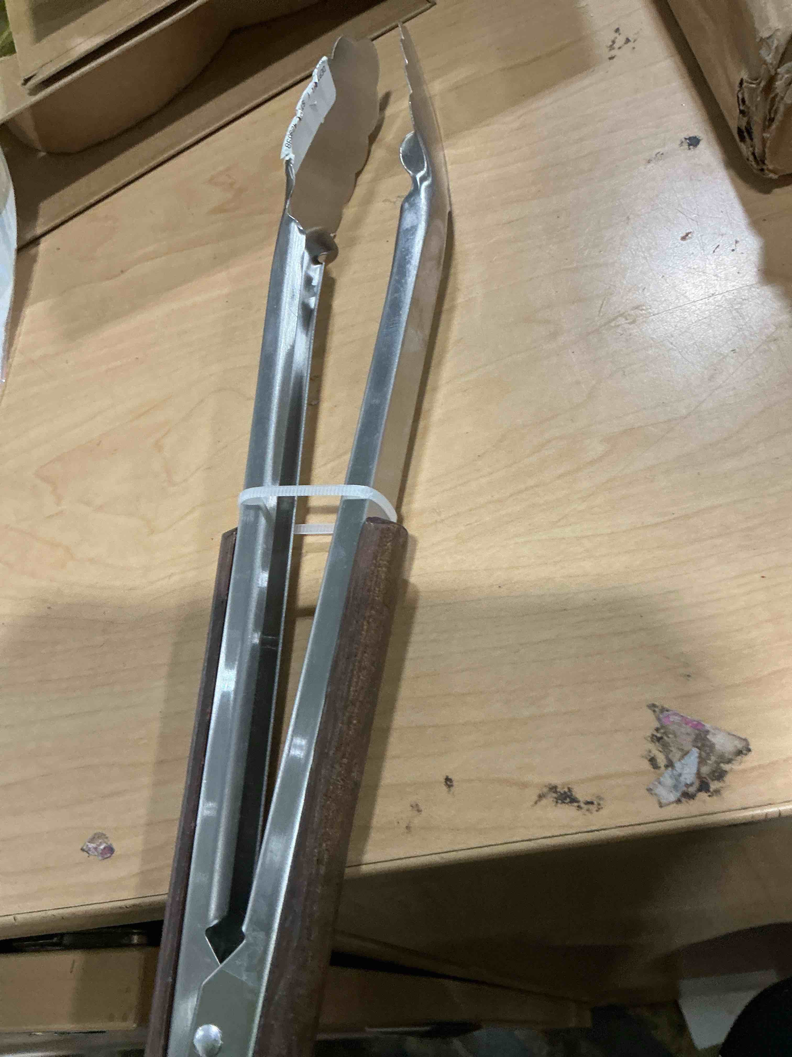 Condition photo showing New/Like New for h&zebrabro food tongs with wood tip, salad tong for cooking, serving, grill, kitchen tongs stainless steel handle, kitchen tools set (small)
