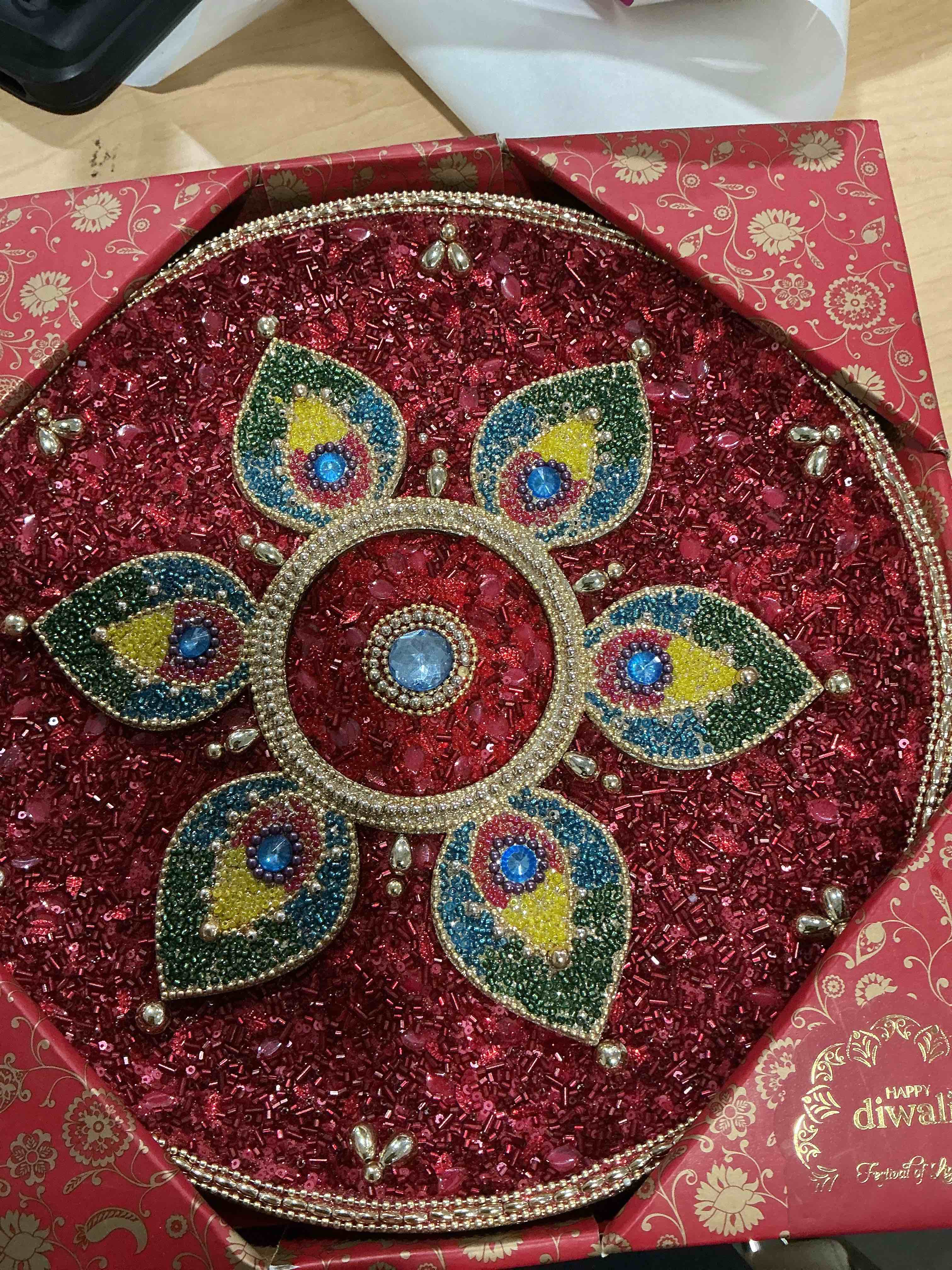 happy diwali. worship plate 