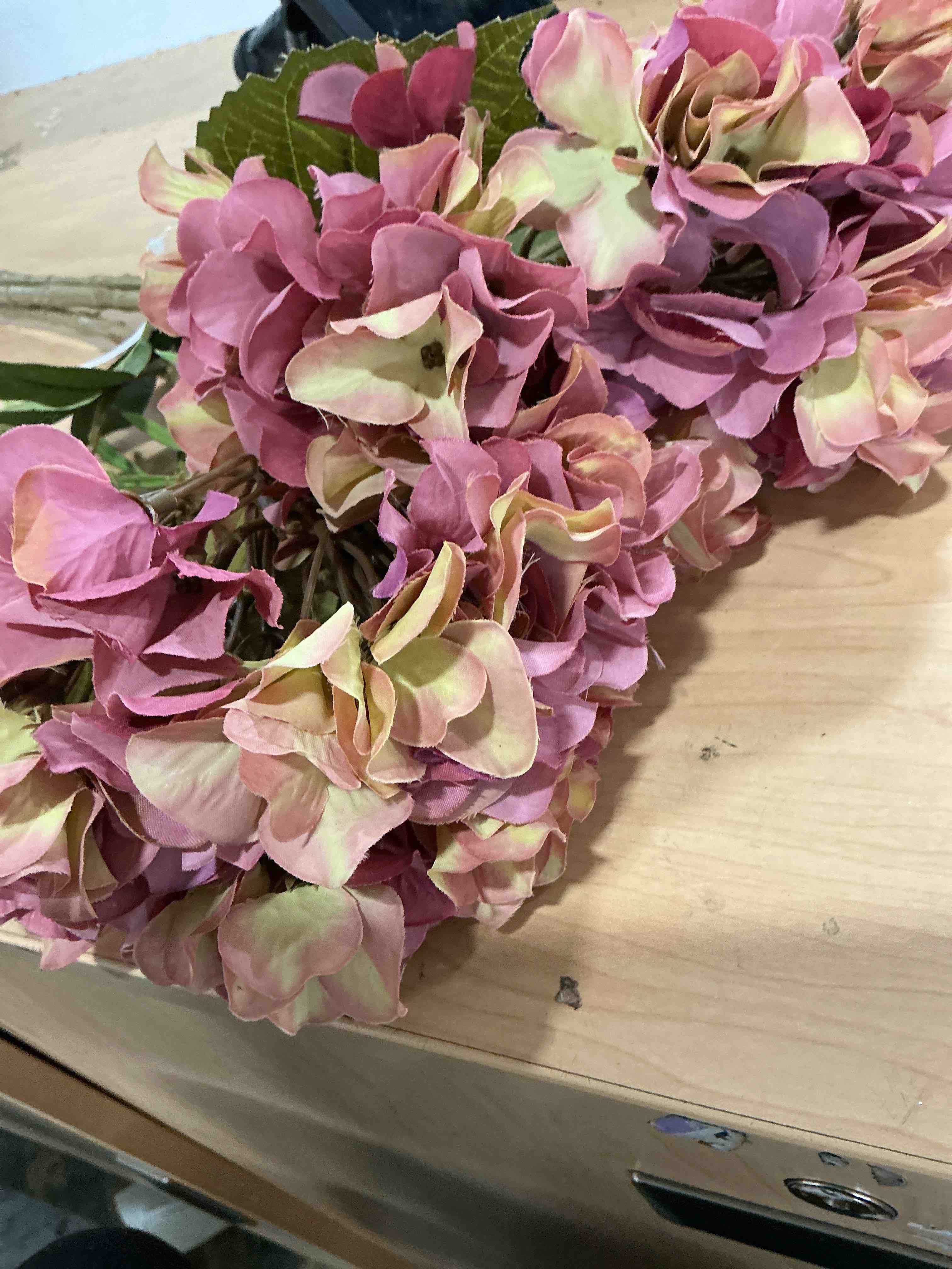 Condition photo showing New/Like New for hollyone peonies hydrangea artificial flowers 3 packs pink silk floral arrangements faux hydrangea peony flowers bouquets for vase table centerpiece bridal wedding home indoor decor