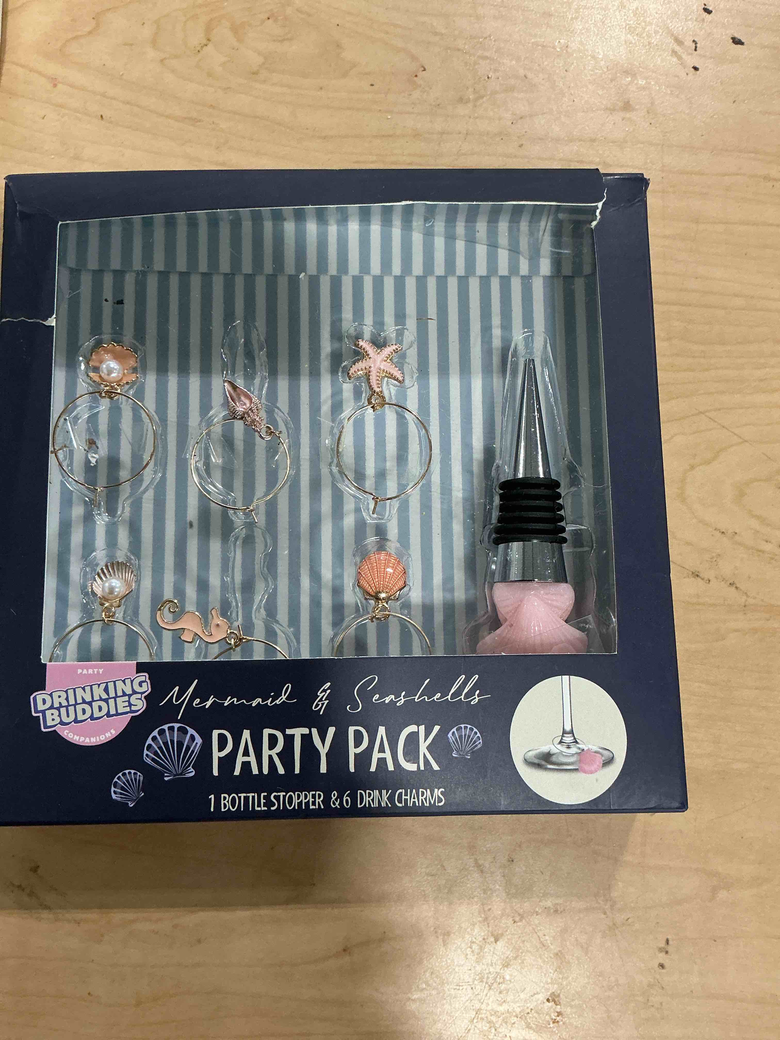 Condition photo showing New/Like New for sunnyclue 1 box 6 styles ocean wine glass charms gold wine charms metal summer sea beach hawaii starfish shell identifier tags for receptions tasting party stem glass christmas champagne decoration
