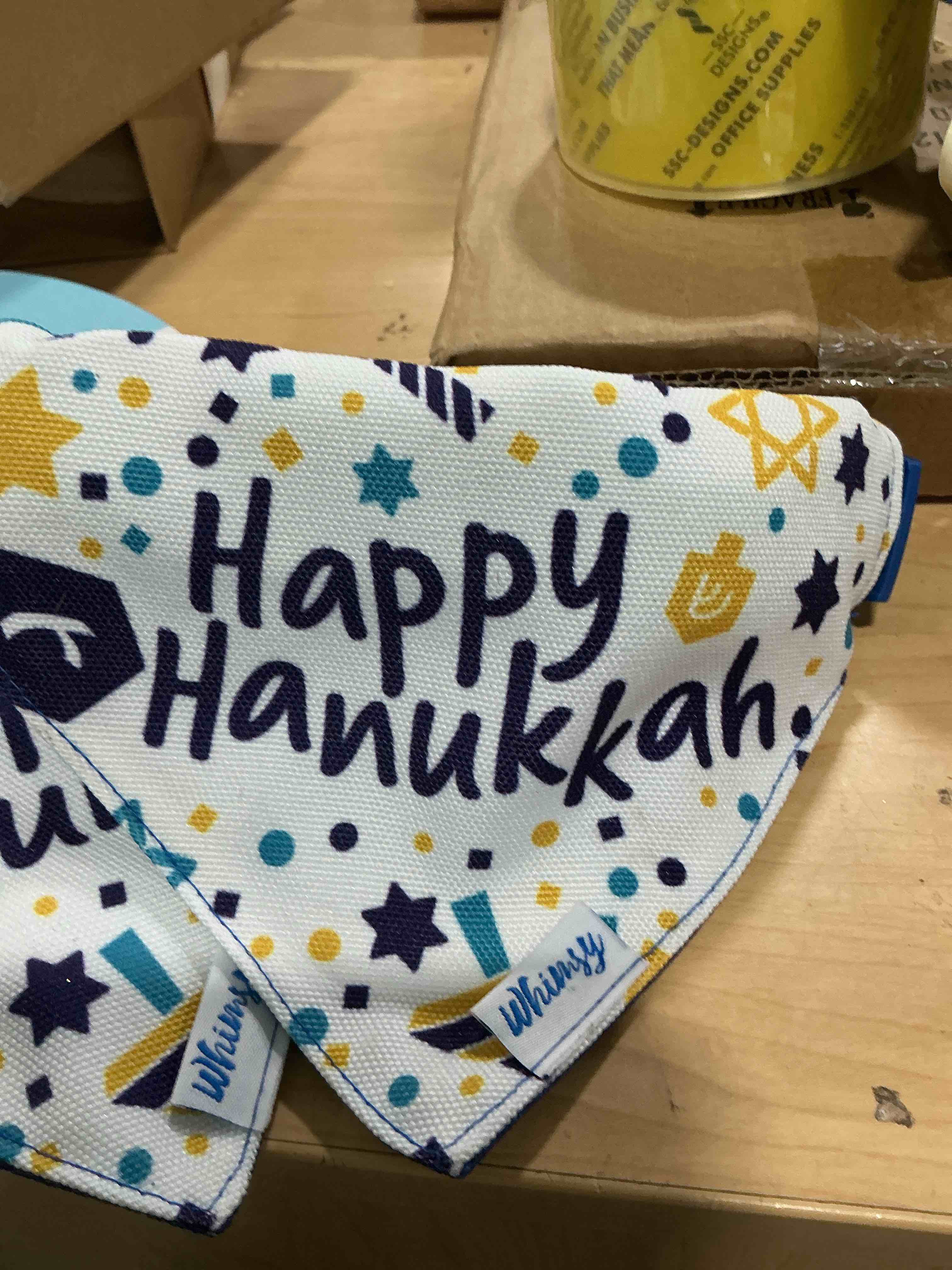 Condition photo showing New/Like New for mirage pet products happy hanukkah screen print bandana for pets, small, navy blue