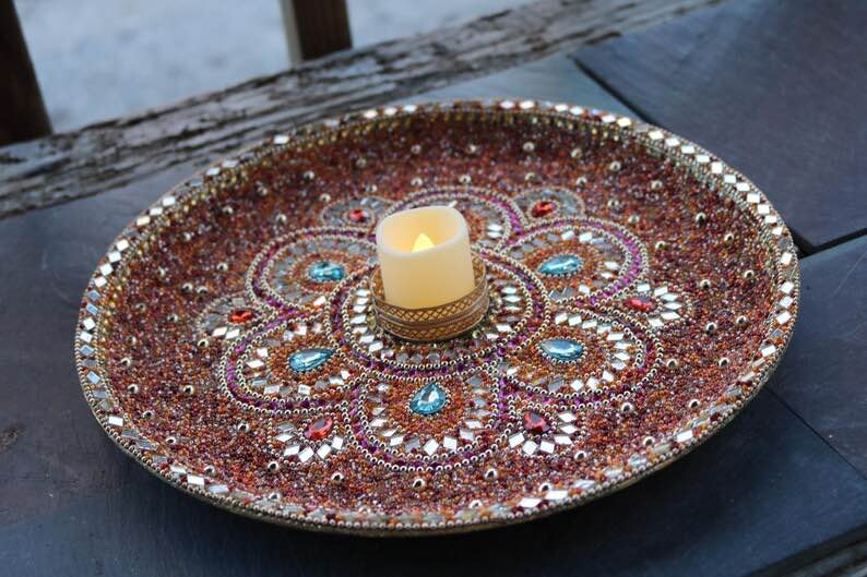 Condition photo showing New/Like New for vintage hindu bejeweled poojathalisdiwali