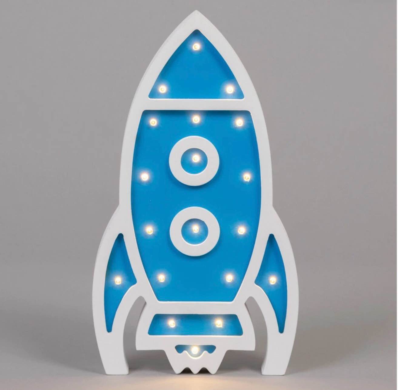 Condition photo showing New/Like New for litecraft glow rocket table led children’s lightning blue and white