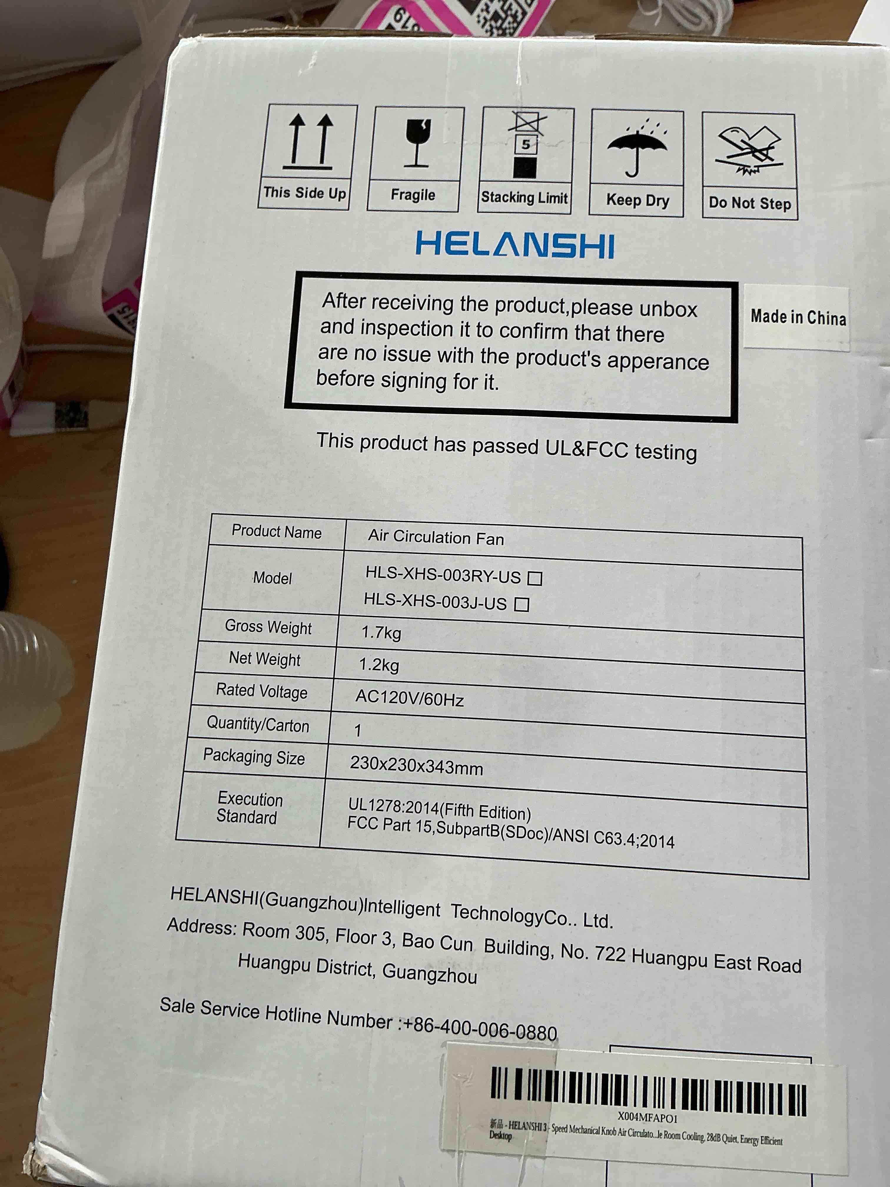 Condition photo showing New/Like New for helanshi desk fan for bedroom small dash fan voice – controlled air circulation 250 cfm 70 feet range four speed 8 inch timer 28db quiet 11 inch speed, saving design